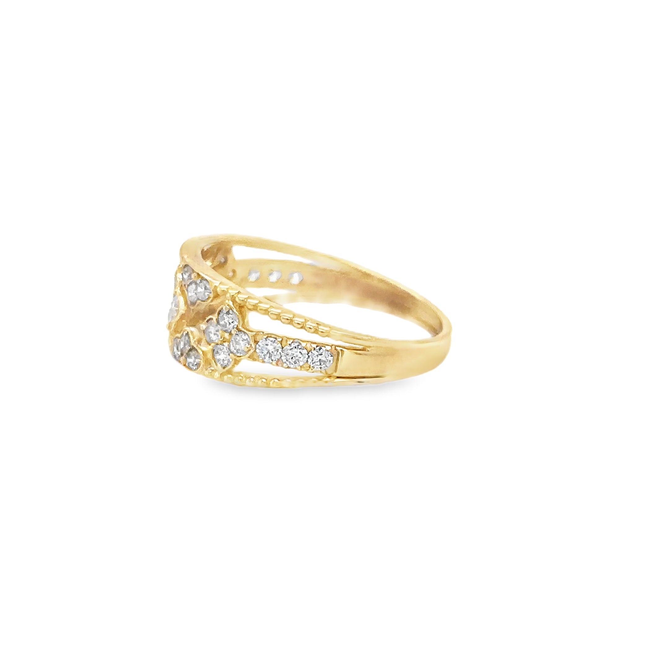 Anillo De Diamantes De Oro Amarillo De 14Kt 0.6 Ct.