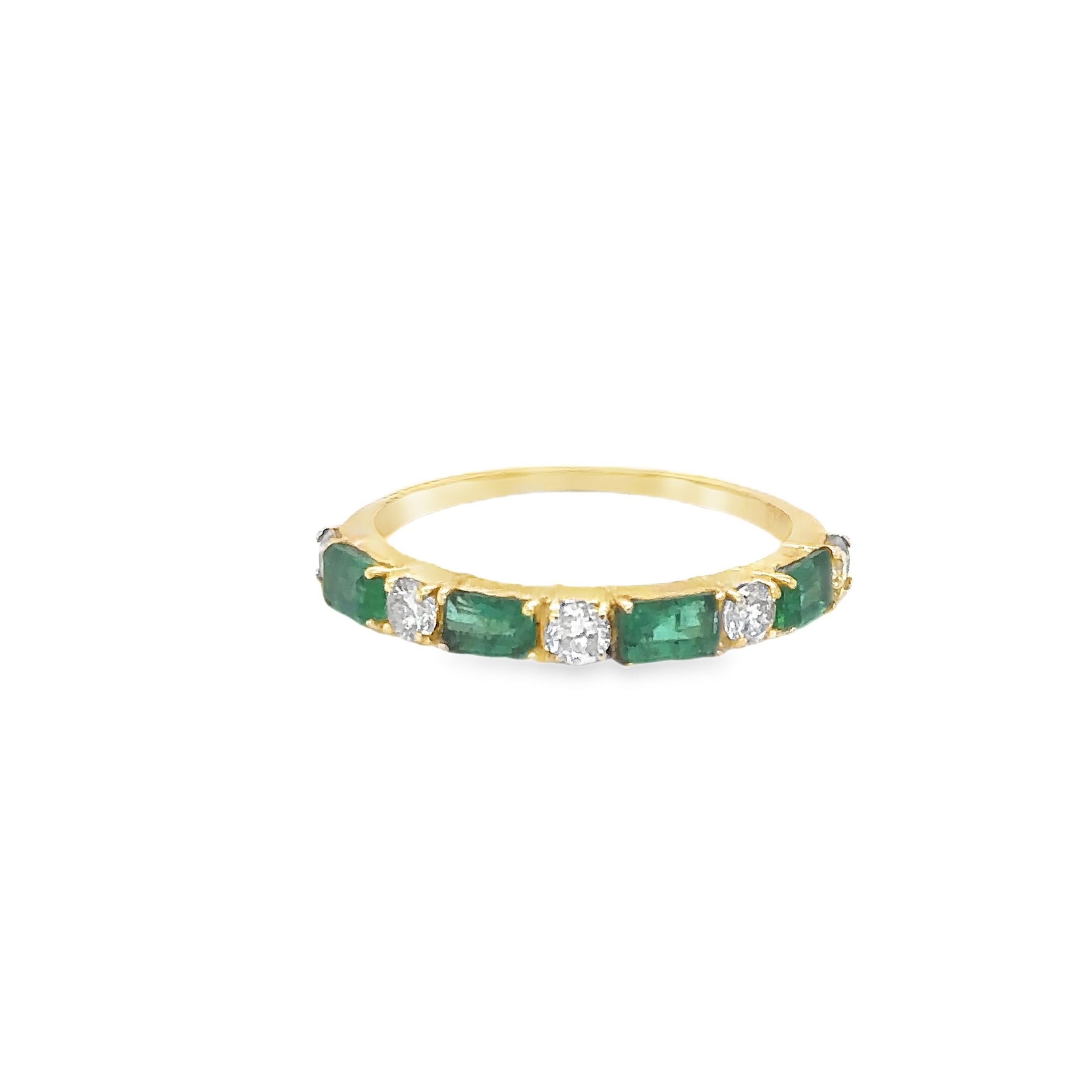 Anillo De Oro Amarillo De 14Kt Con Esmeralda Y Diamantes, 1.07 CT