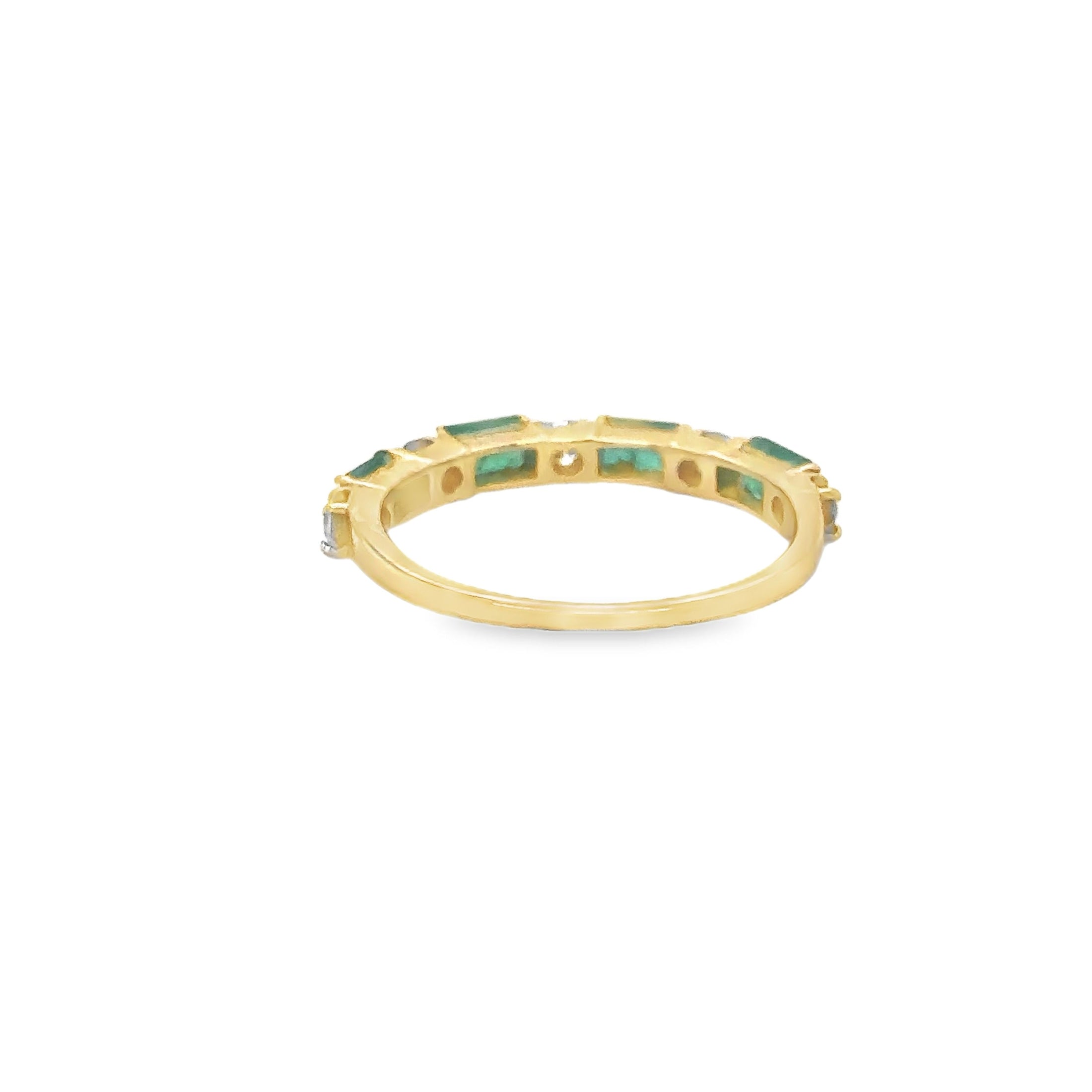 Anillo De Oro Amarillo De 14Kt Con Esmeralda Y Diamantes, 1.07 CT