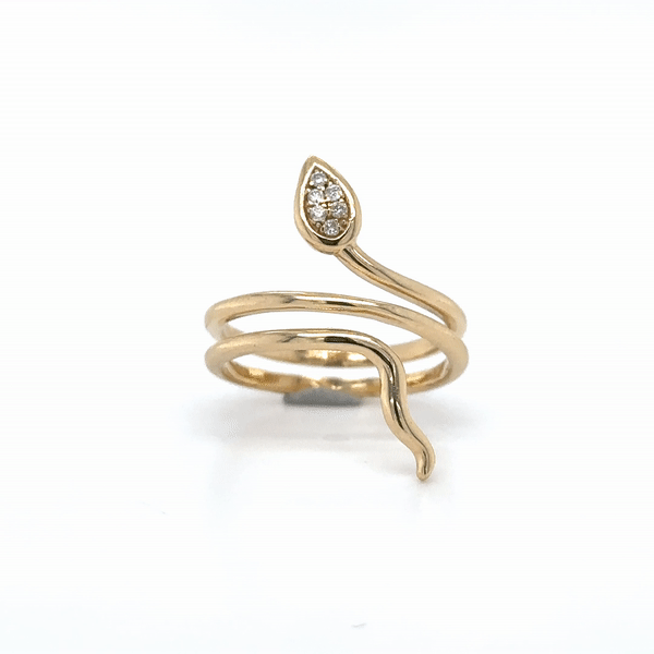 Anillo Serpiente De Diamantes En Oro Amarillo De 14Kt 0.07 Ct.