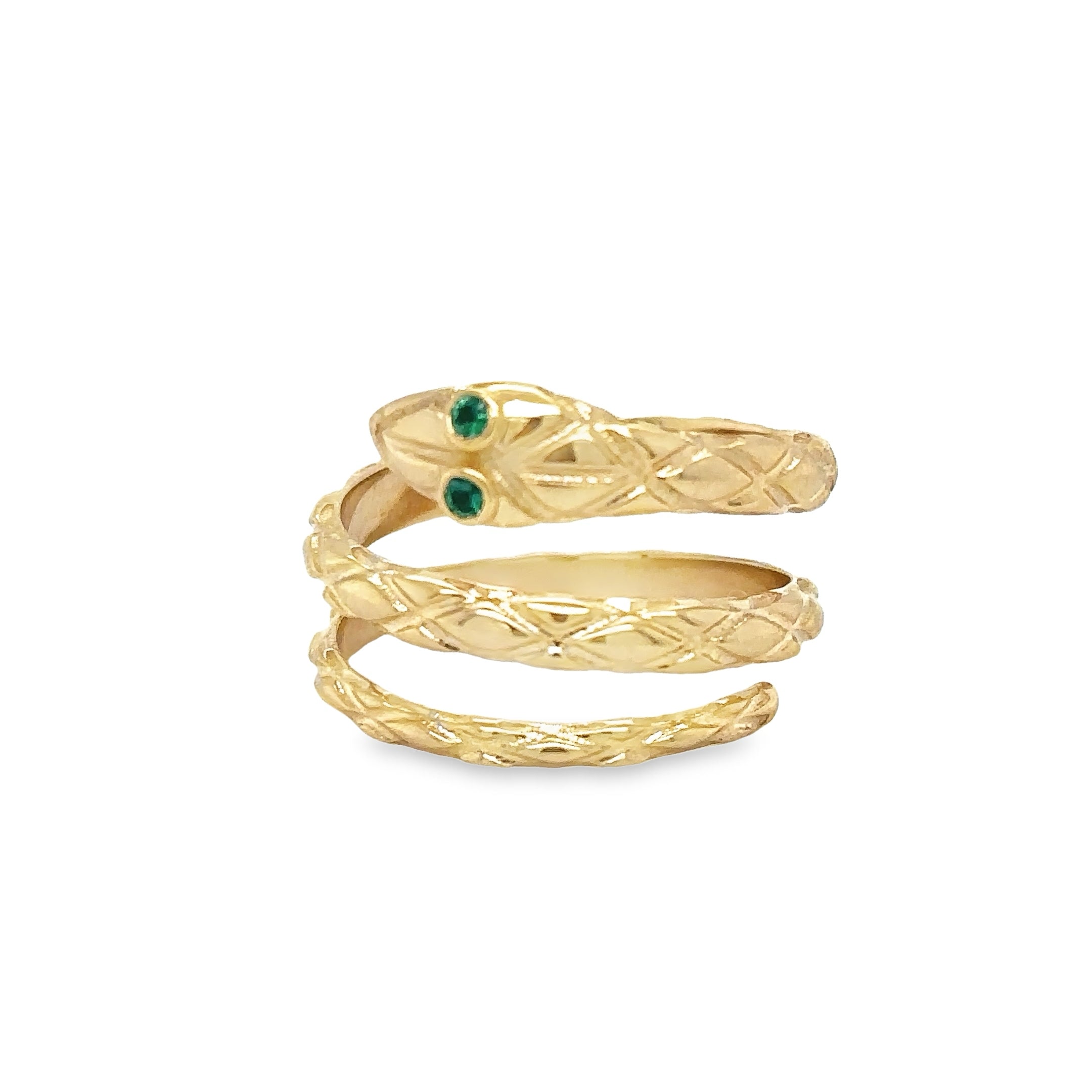 Anillo De Serpiente Con Esmeralda De Oro Amarillo De 14K 0.05 Ct.