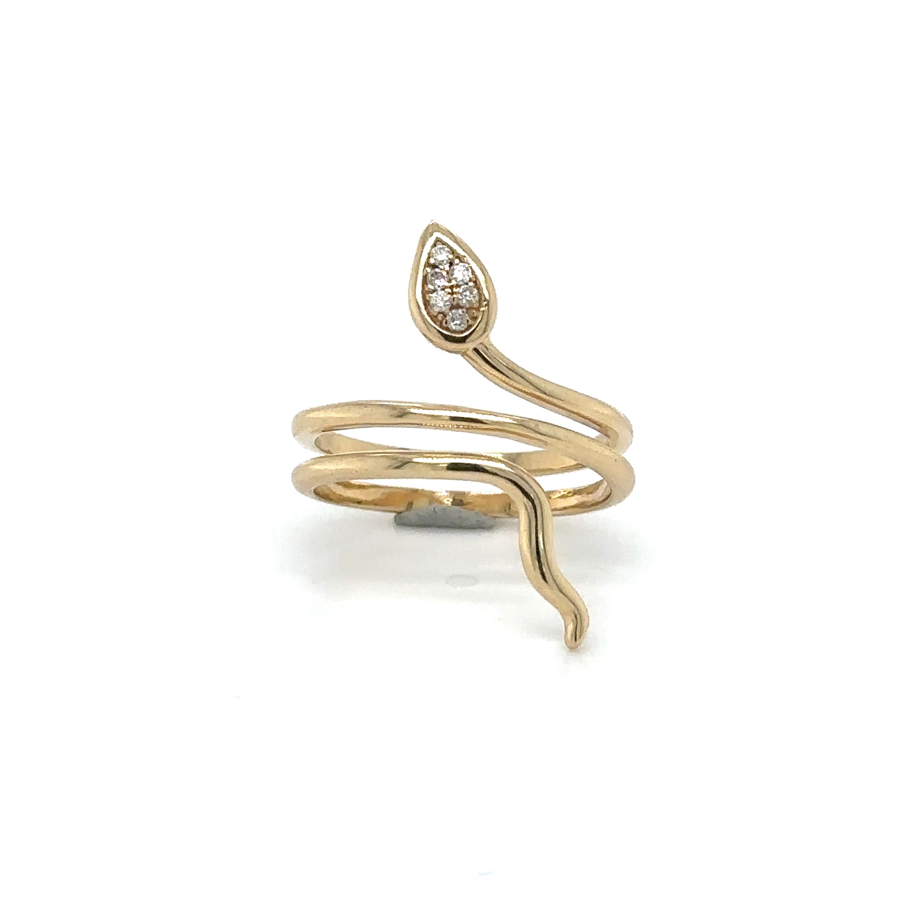 Anillo Serpiente De Diamantes En Oro Amarillo De 14Kt 0.07 Ct.