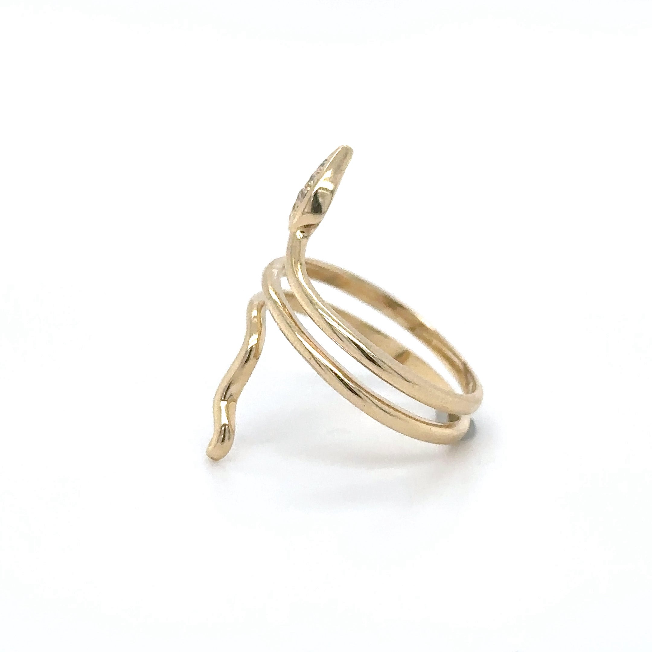 Anillo Serpiente De Diamantes En Oro Amarillo De 14Kt 0.07 Ct.