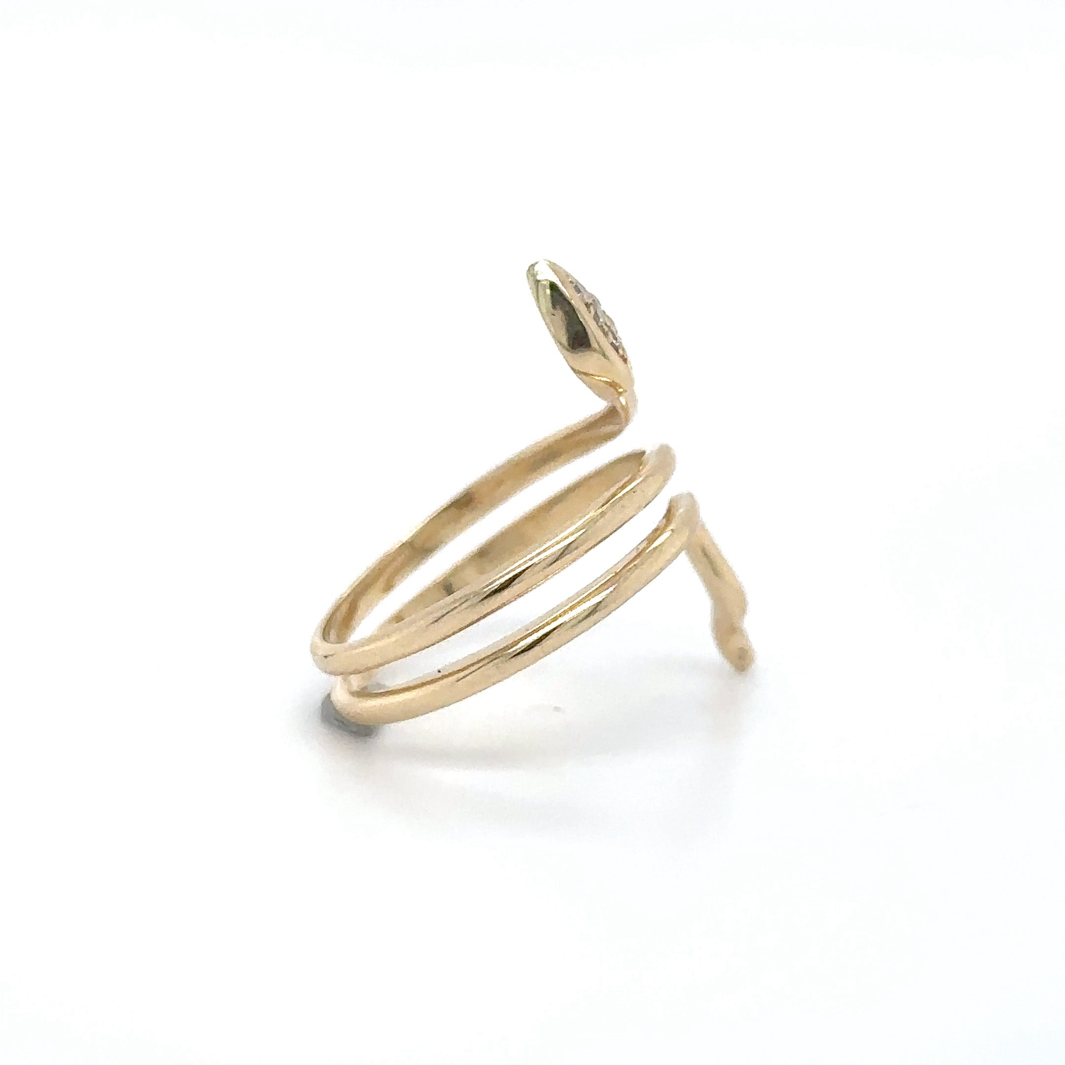 Anillo Serpiente De Diamantes En Oro Amarillo De 14Kt 0.07 Ct.