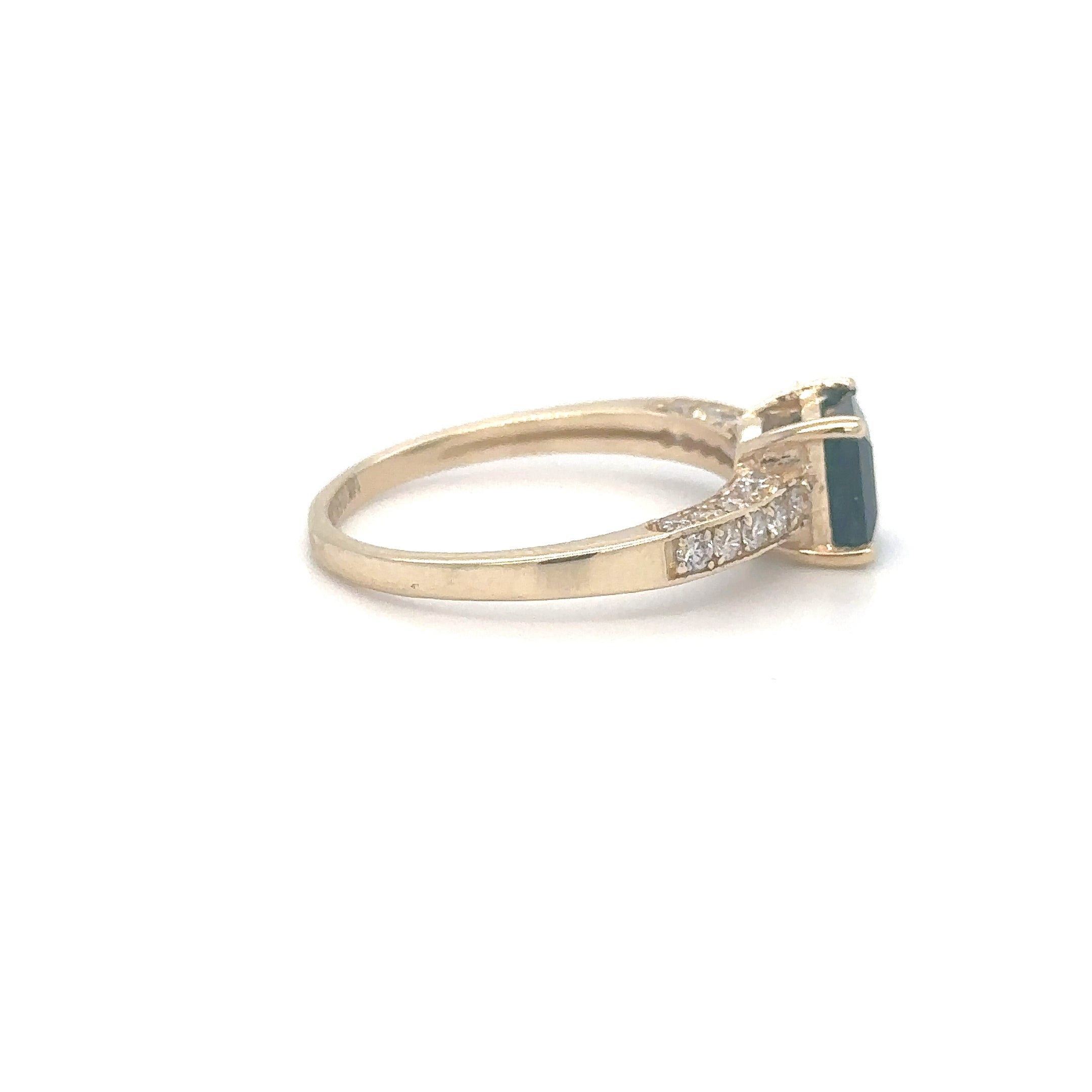 Anillo De Esmeralda De Oro Amarillo De 14K Con Diamantes 1.63 Ct.