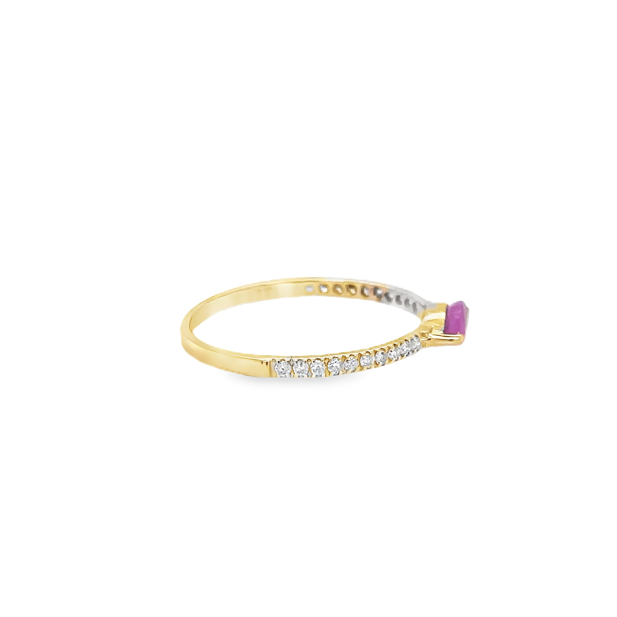 Anillo Oro Amarillo De 14 Quilates Zafiro Rosa Y Diamantes 0.63 Ct.