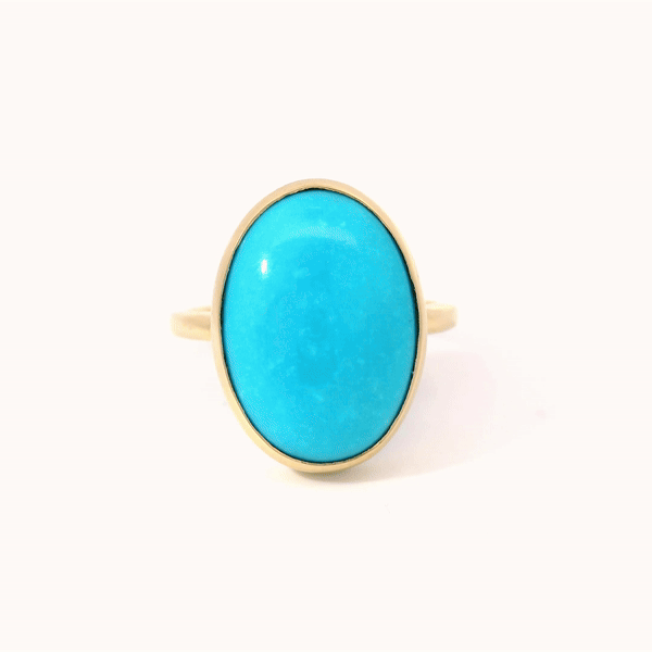 Anillo Turquesa Oro Amarillo De 14Kt 9.66 Ct.