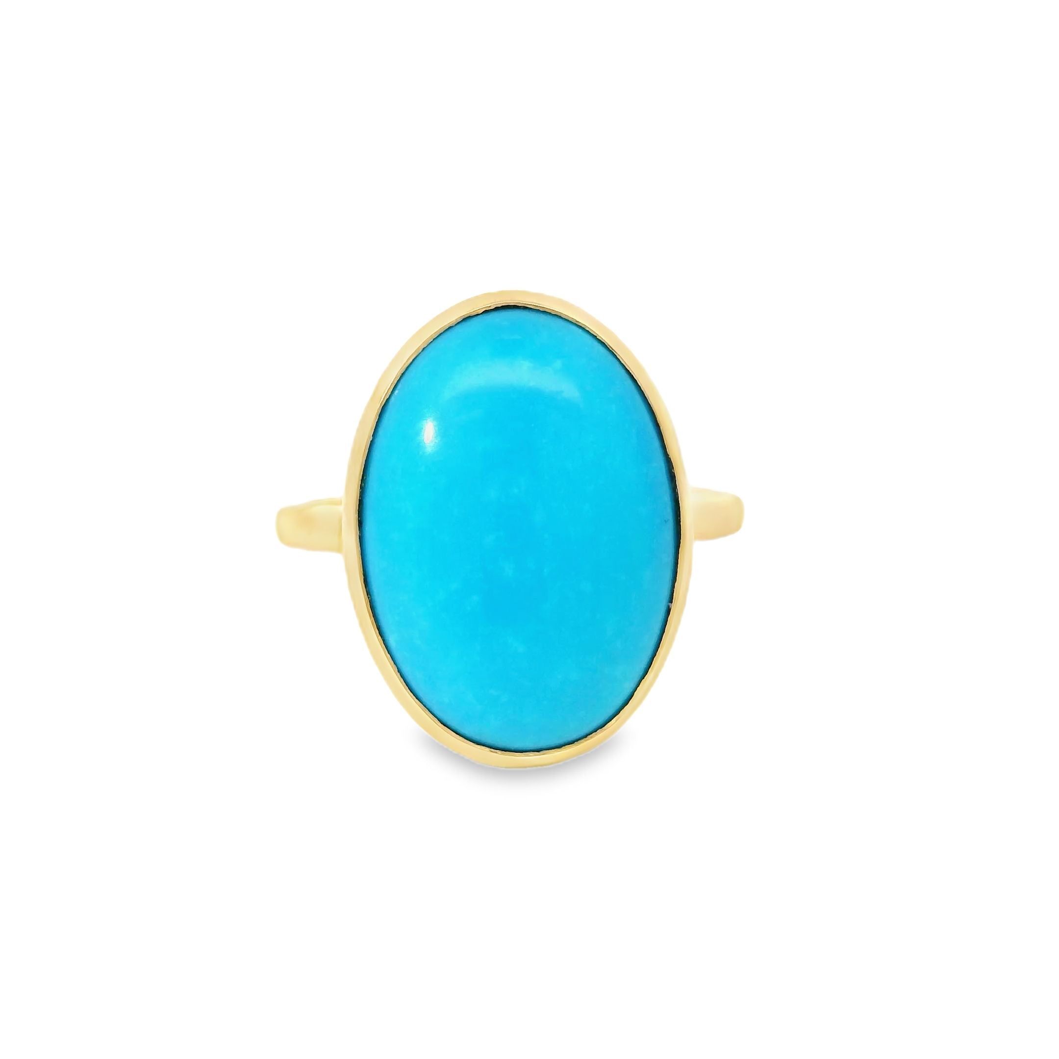 Anillo Turquesa Oro Amarillo De 14Kt 9.66 Ct.