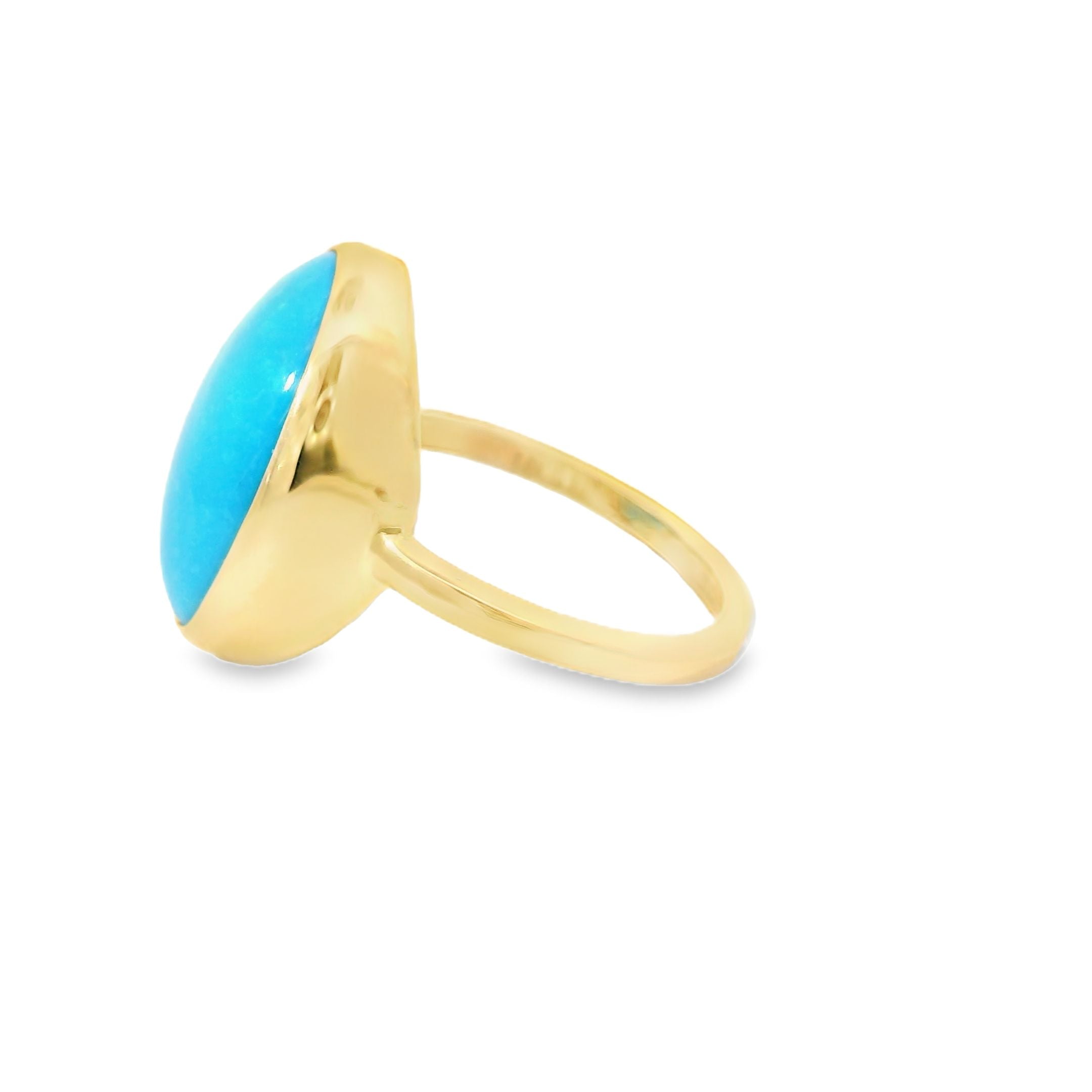 Anillo Turquesa Oro Amarillo De 14Kt 9.66 Ct.