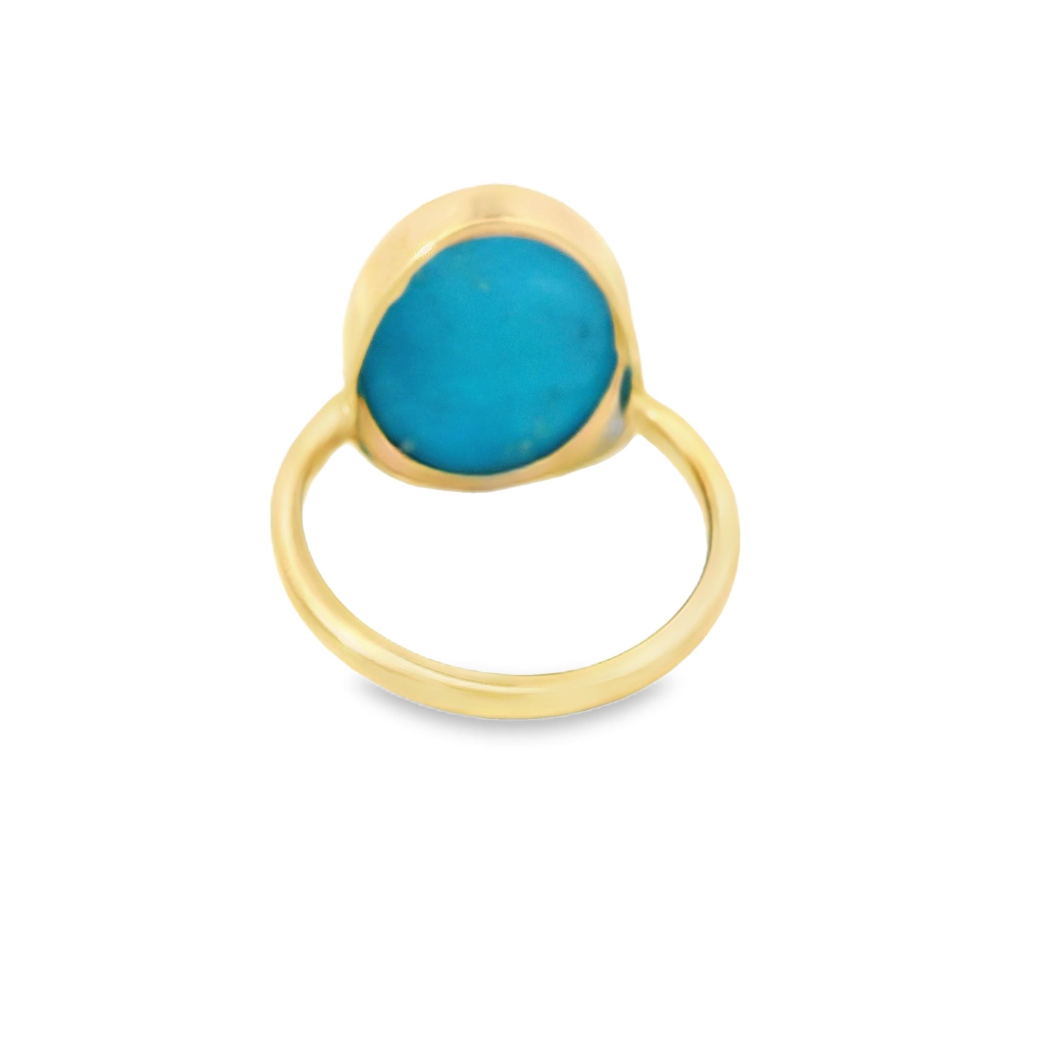 Anillo Turquesa Oro Amarillo De 14Kt 9.66 Ct.
