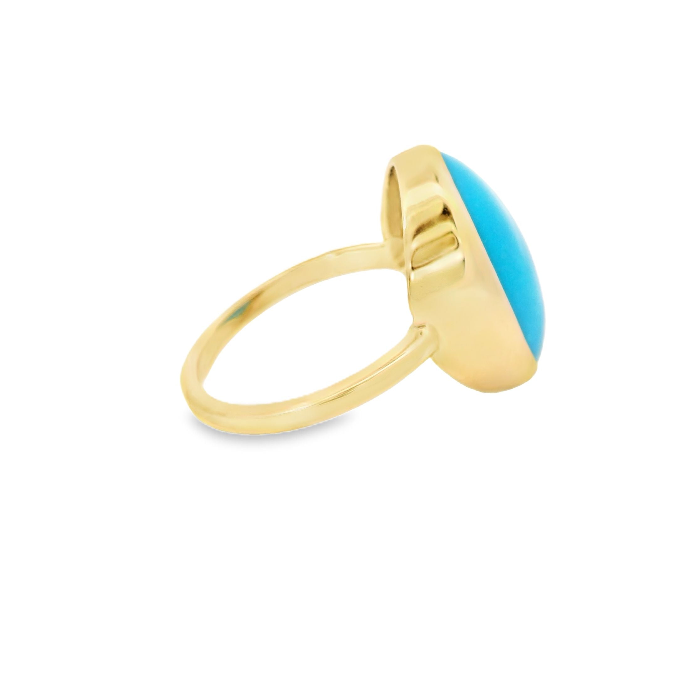 Anillo Turquesa Oro Amarillo De 14Kt 9.66 Ct.