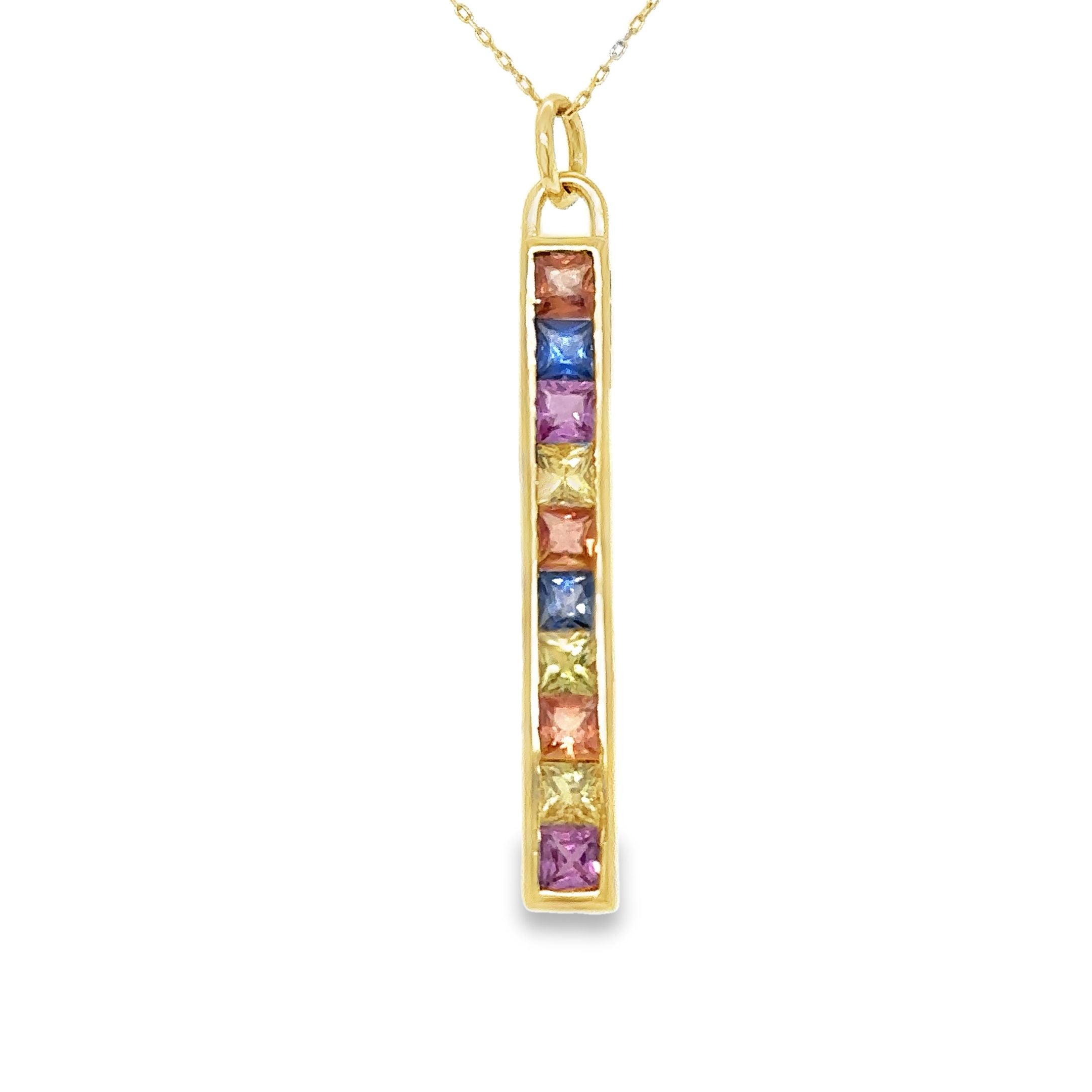 Colgante De Zafiro Multi En Oro Amarillo De 14Kt 2.2 Ct.