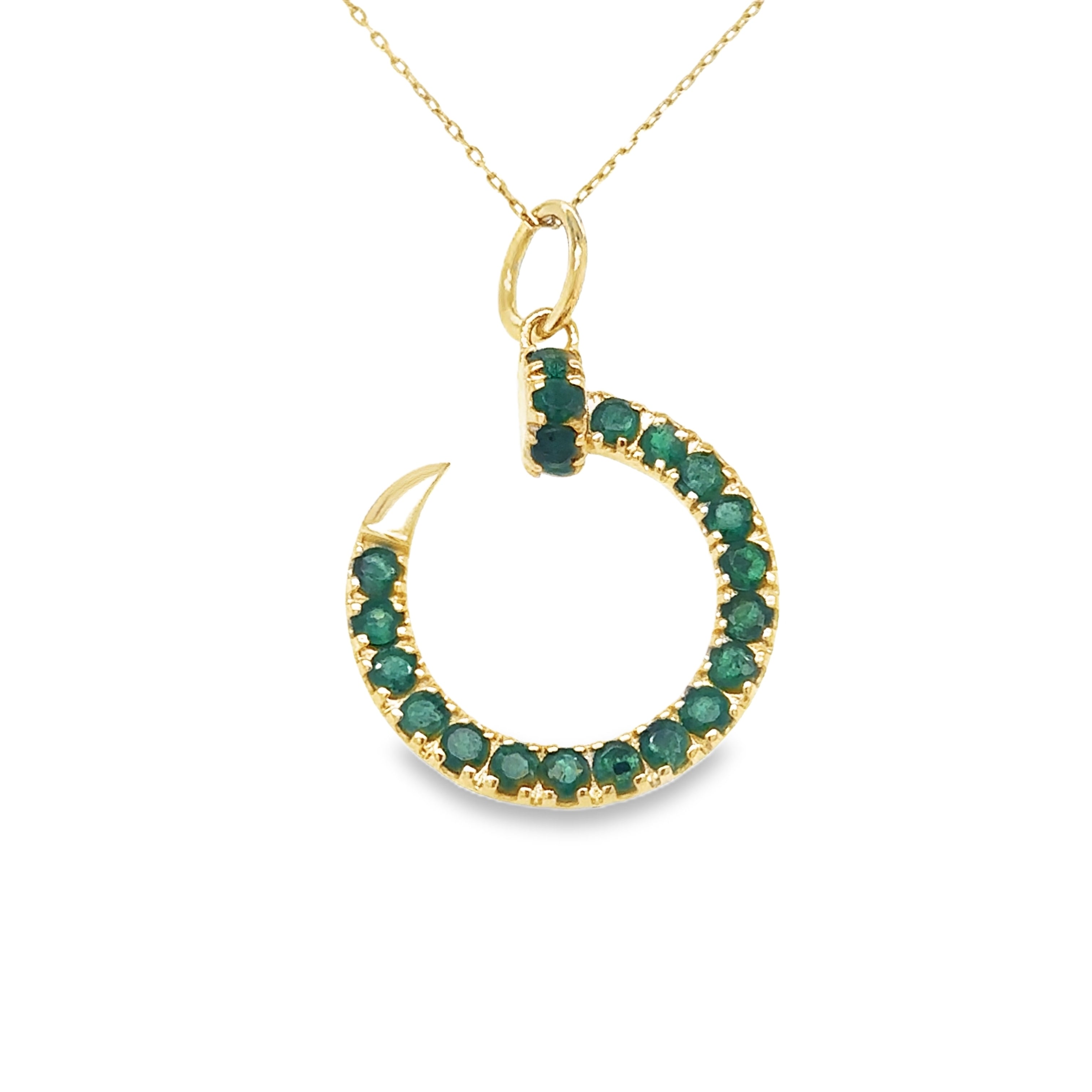 Colgante De Uñas De Esmeralda De Oro Amarillo De 14Kt 0.85 Ct.