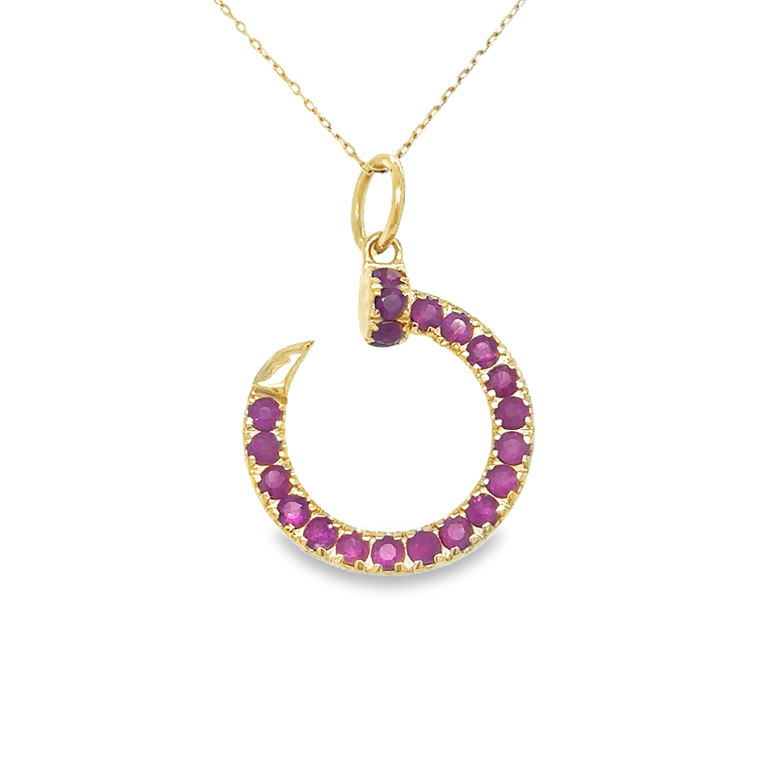 Colgante De Uñas De Rubí De Oro Amarillo De 14 Kt 1.25 Ct.