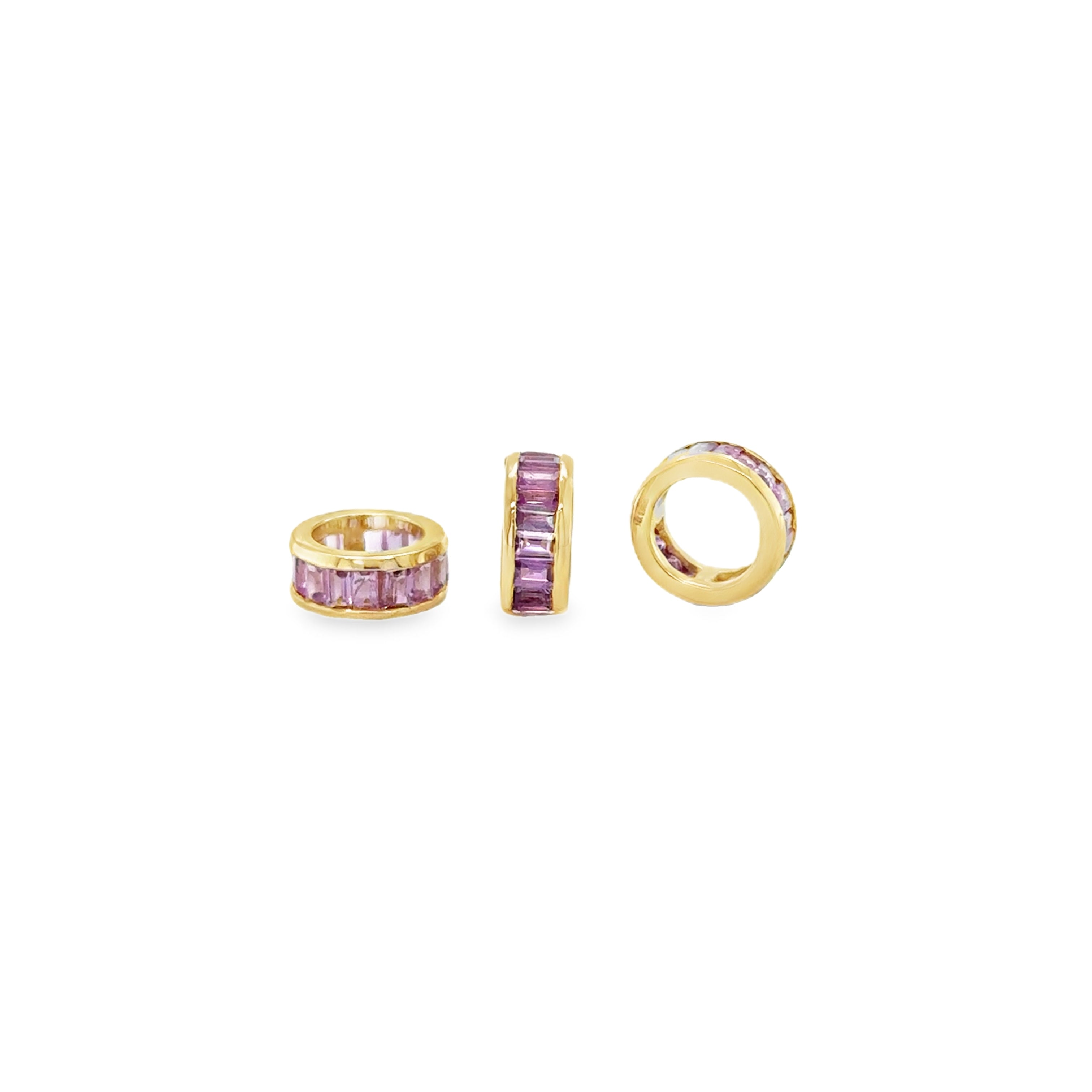 Rondelles De Oro Amarillo Zafiro Rosa De 14 Kt 10 Mm