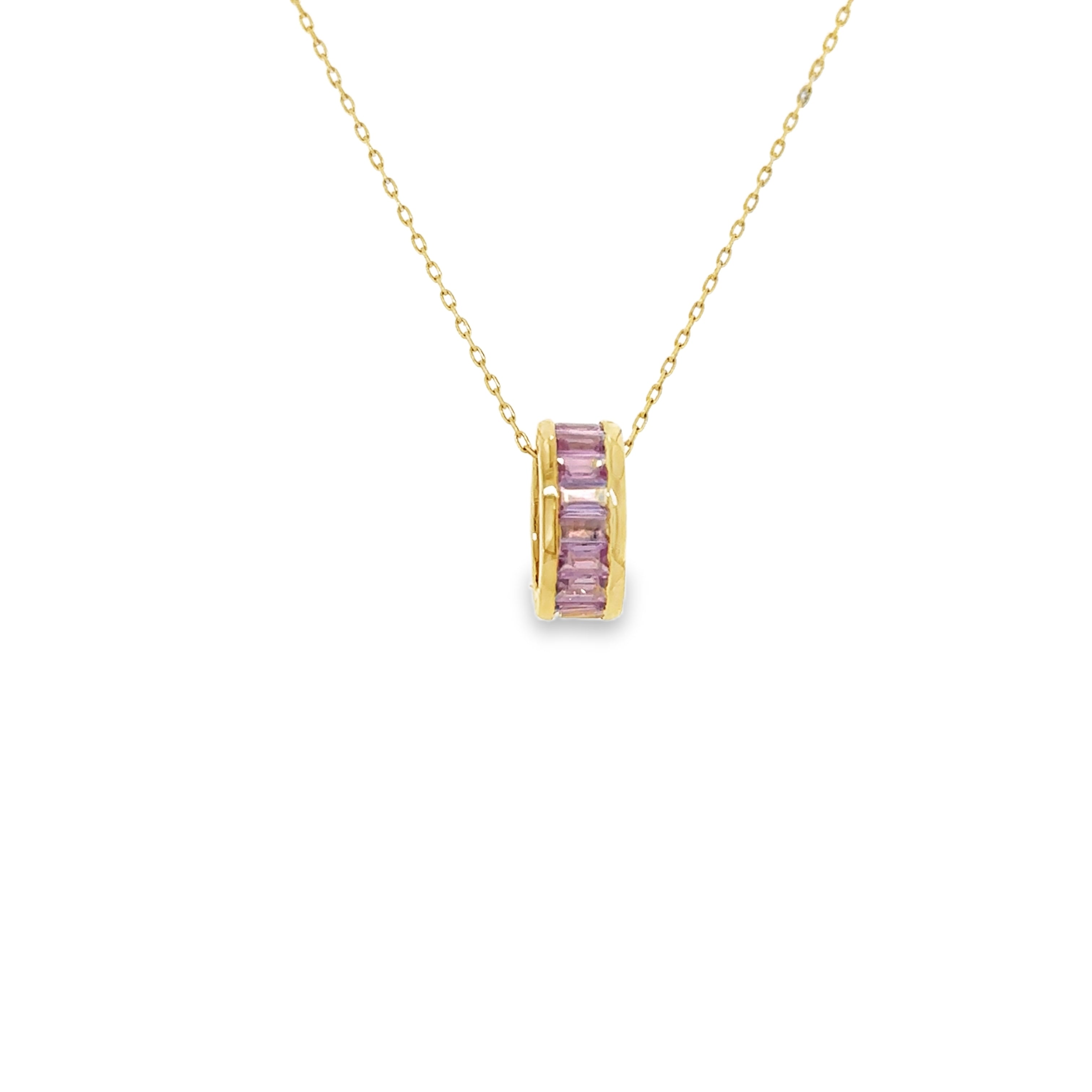Rondelles De Oro Amarillo Zafiro Rosa De 14 Kt 10 Mm