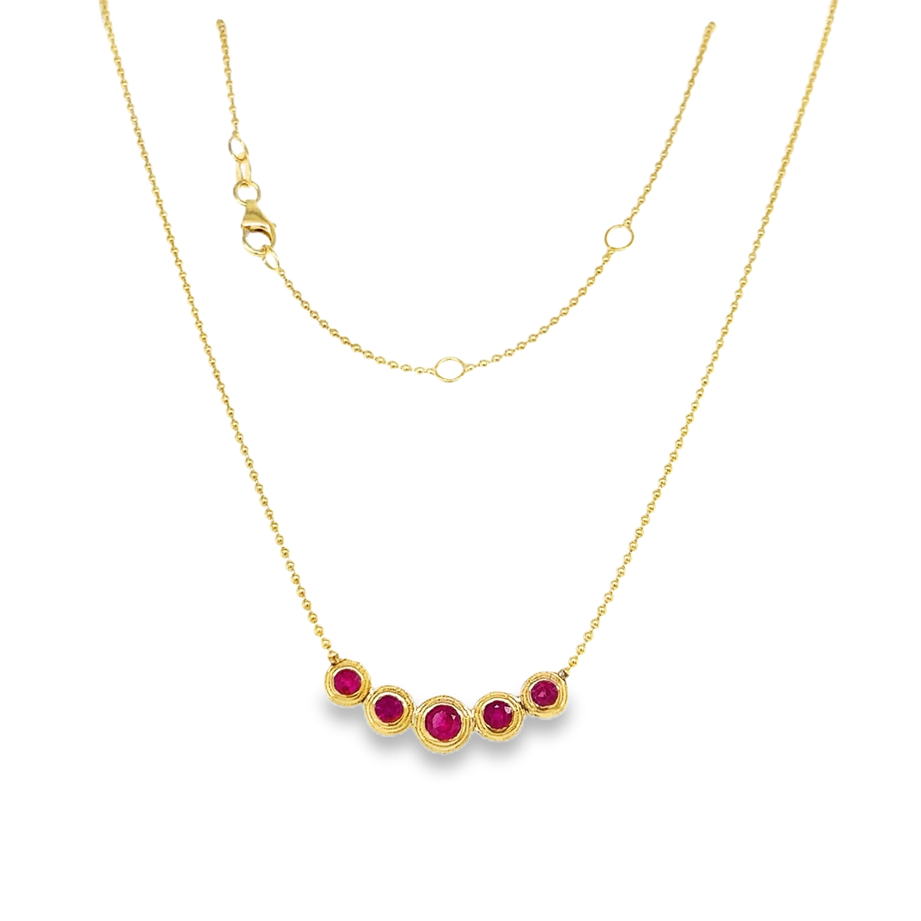 Collar De Barra De Rubí De Oro Amarillo De 14Kt 0.8 Ct.