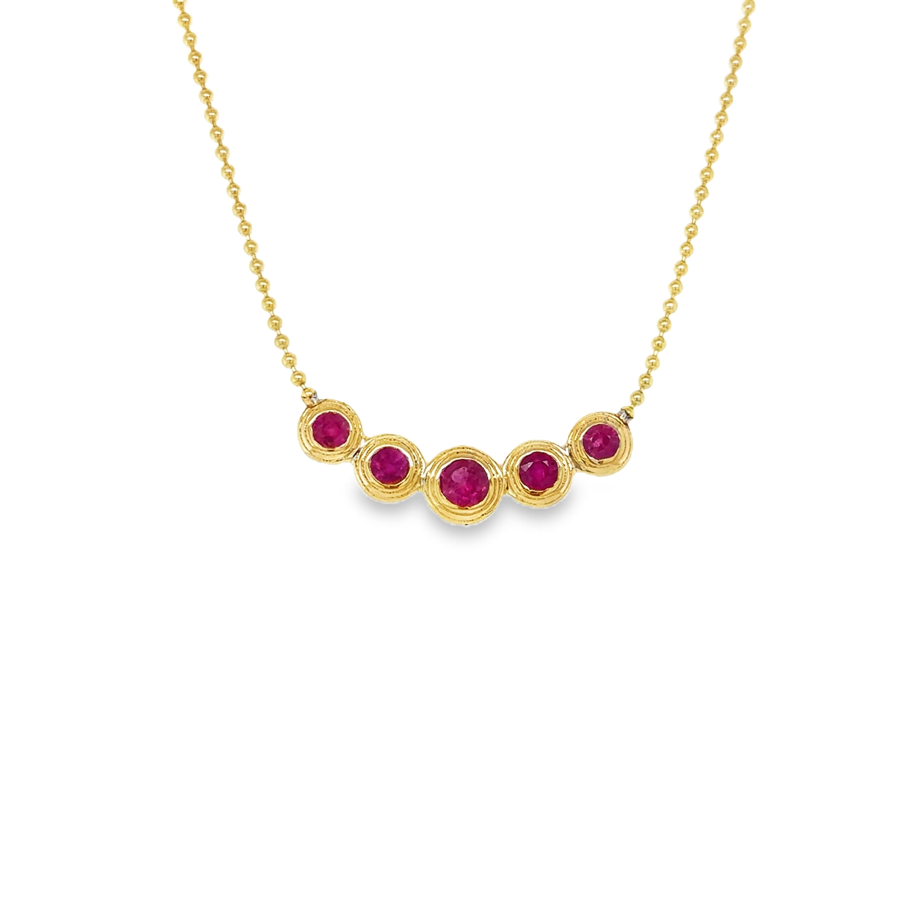 Collar De Barra De Rubí De Oro Amarillo De 14Kt 0.8 Ct.