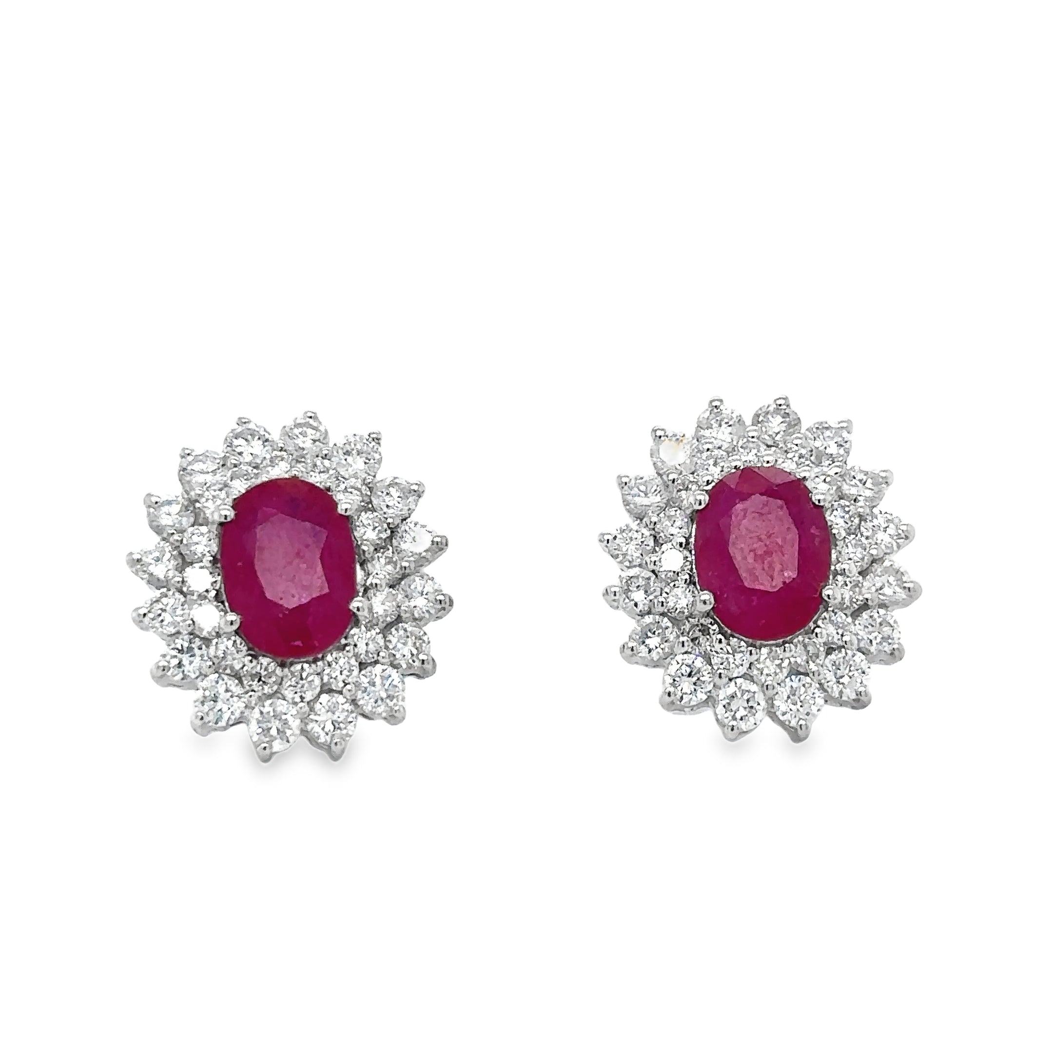 Pendiente Oro Blanco De 18 Quilates Rubí Y Diamantes 4.59 Ct.
