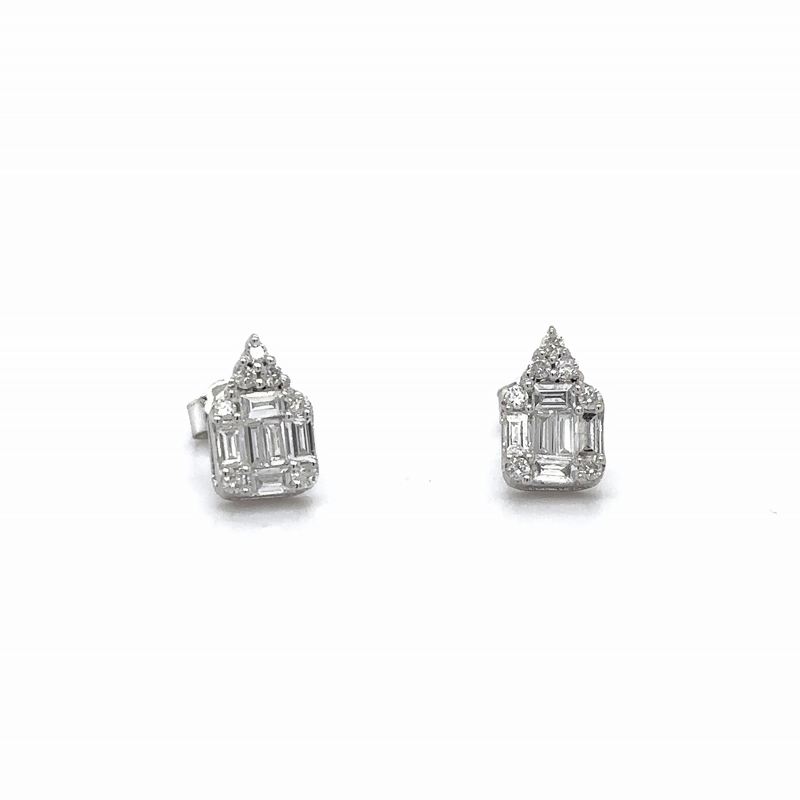 Pendiente De Aro De Diamantes Y Oro Blanco De 18 K