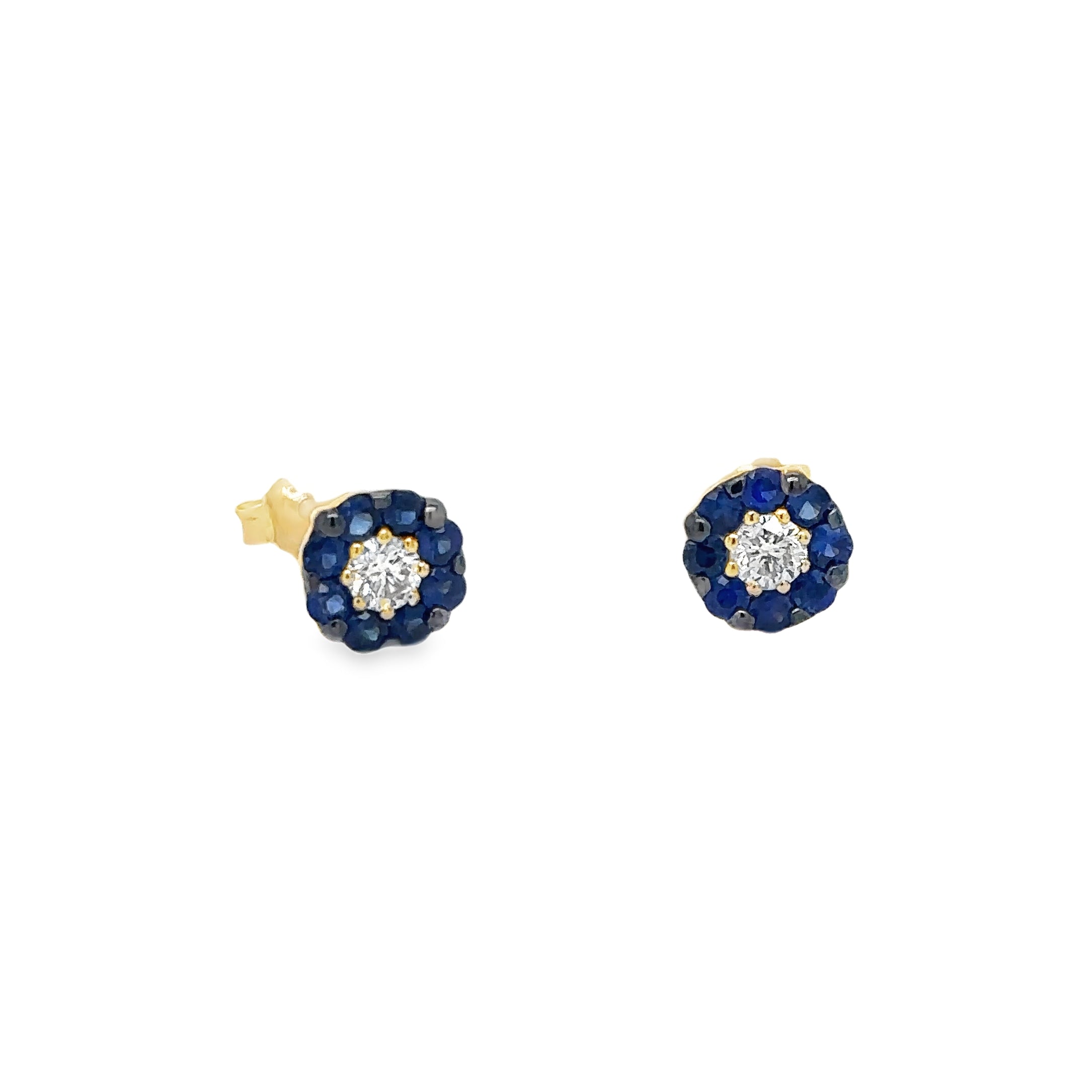Sapphire and Diamond Earrings in 14Kt Yellow Gold, 0.82 CT