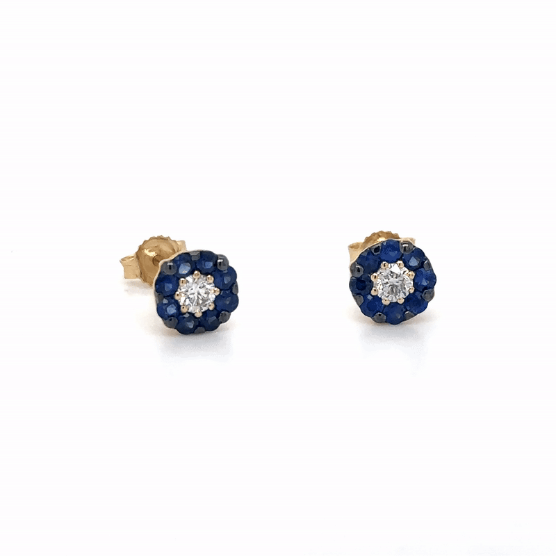 Sapphire and Diamond Earrings in 14Kt Yellow Gold, 0.82 CT