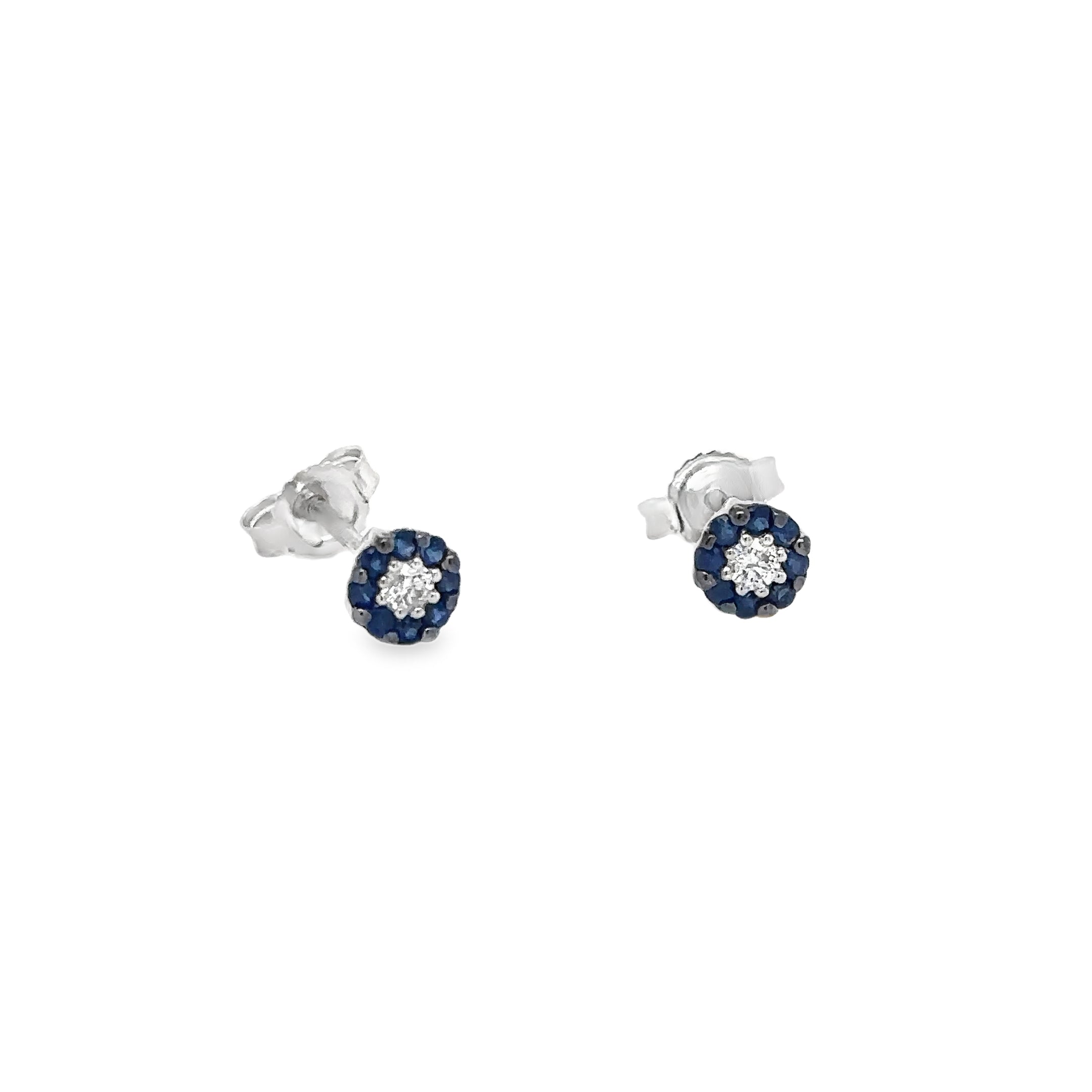 Sapphire and Diamond Earrings in 14Kt White Gold, 0.3 CT