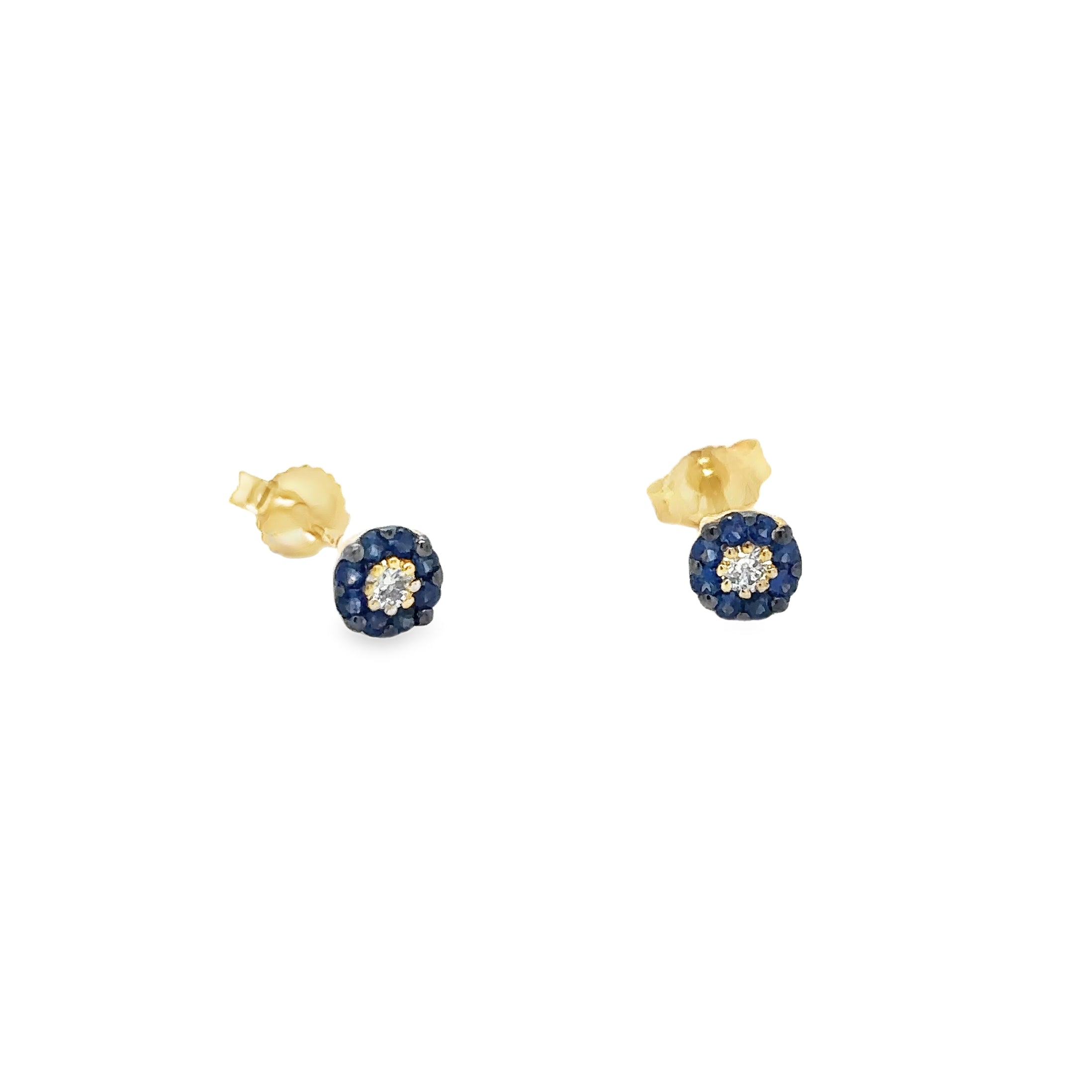 Sapphire and Diamond Earrings in 14Kt Yellow Gold, 0.29 CT