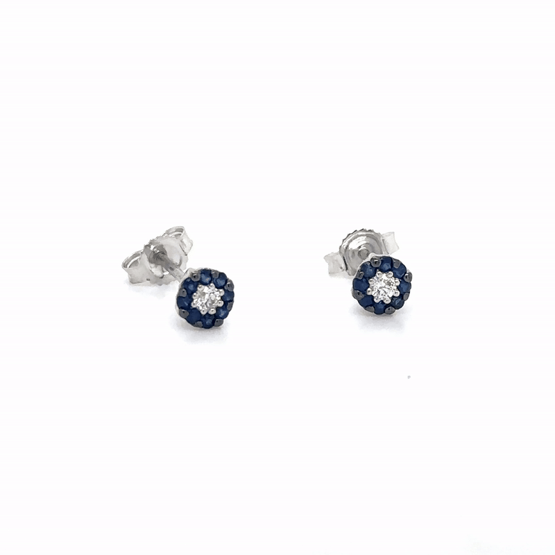 Sapphire and Diamond Earrings in 14Kt White Gold, 0.3 CT