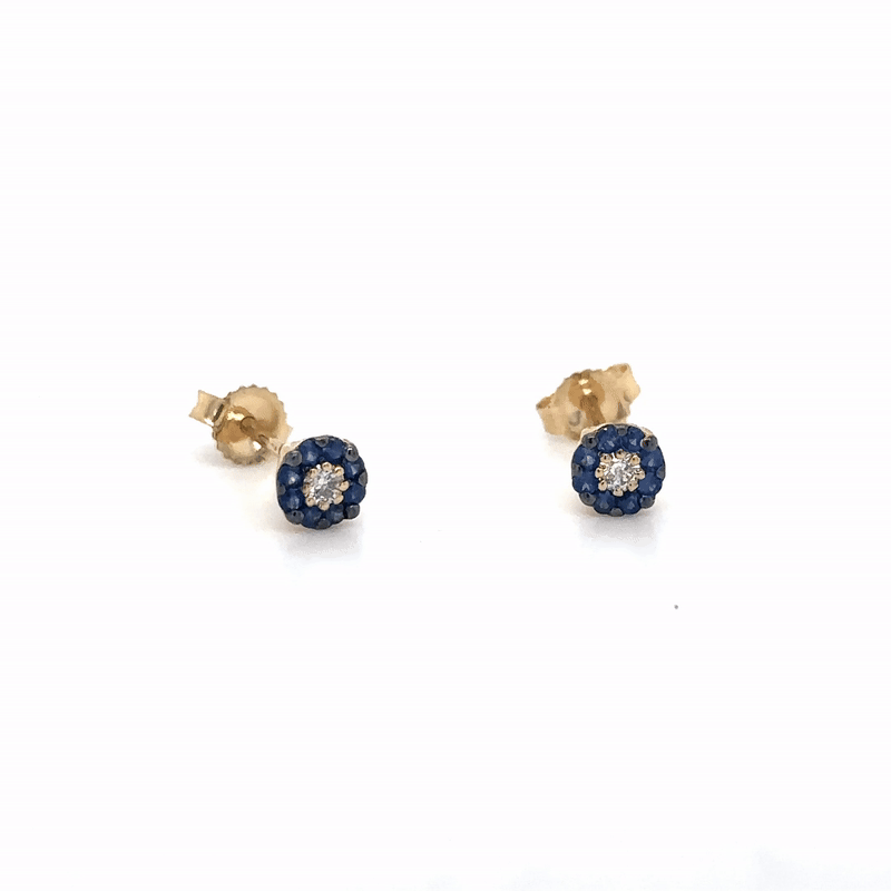 Sapphire and Diamond Earrings in 14Kt Yellow Gold, 0.29 CT