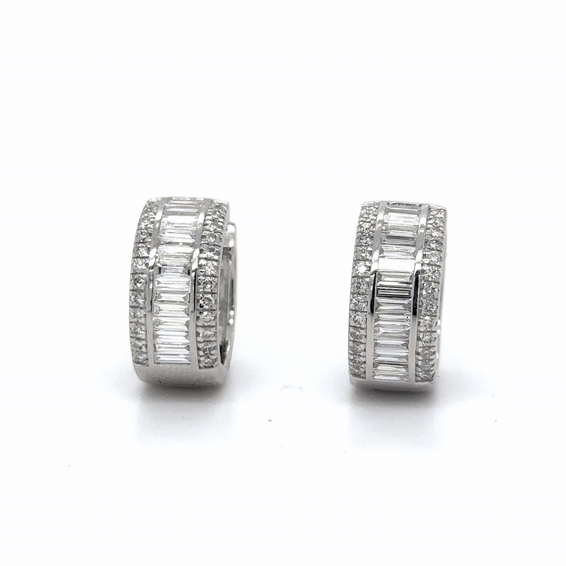 Pendiente De Aro De Diamantes En Oro Blanco De 18 Kt 1.15 Ct.