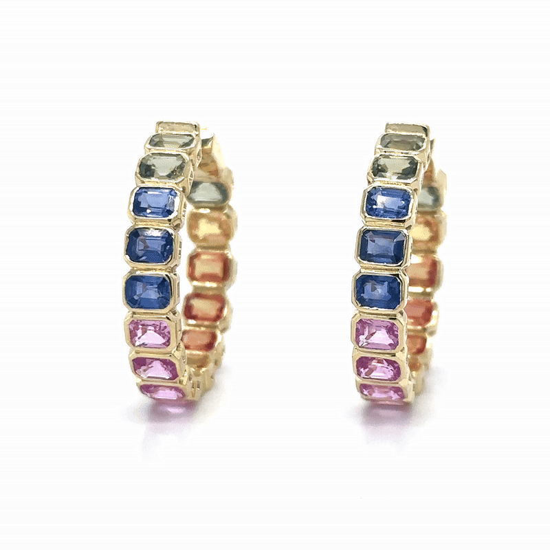 Pendiente De Aro De Zafiro Múltiple De Oro Amarillo De 14K 7.24 Ct.