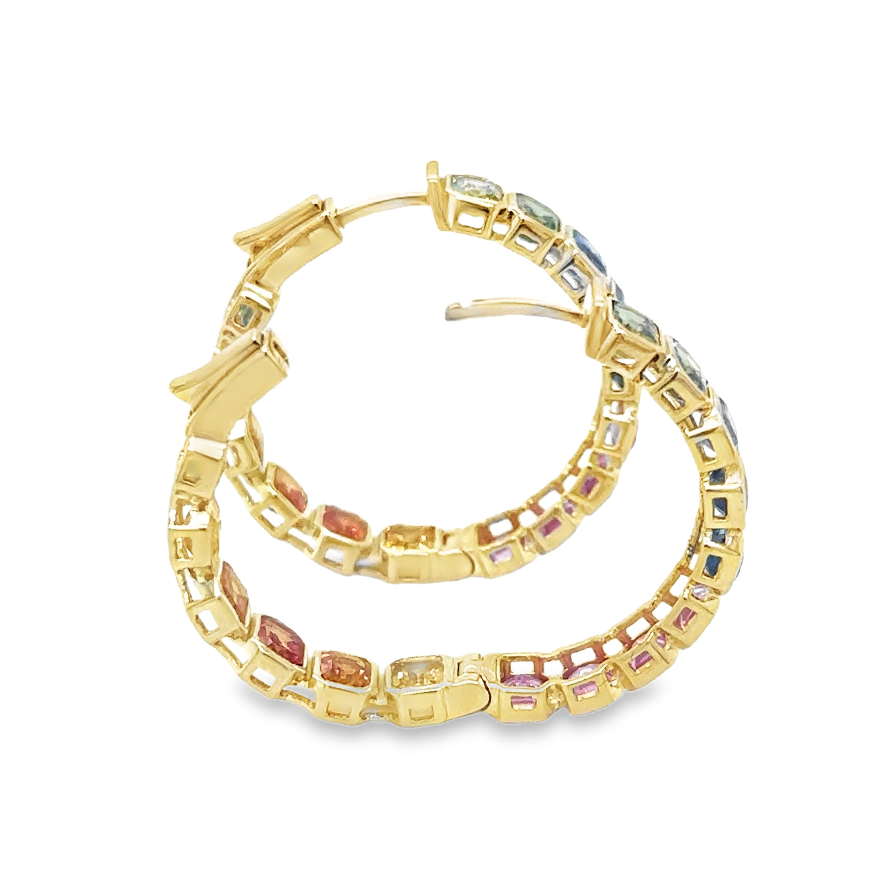 Pendiente De Aro De Zafiro Múltiple De Oro Amarillo De 14K 7.24 Ct.