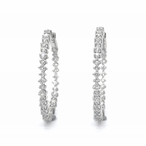 Pendiente De Aro De Diamantes Y Oro Blanco De 14 K