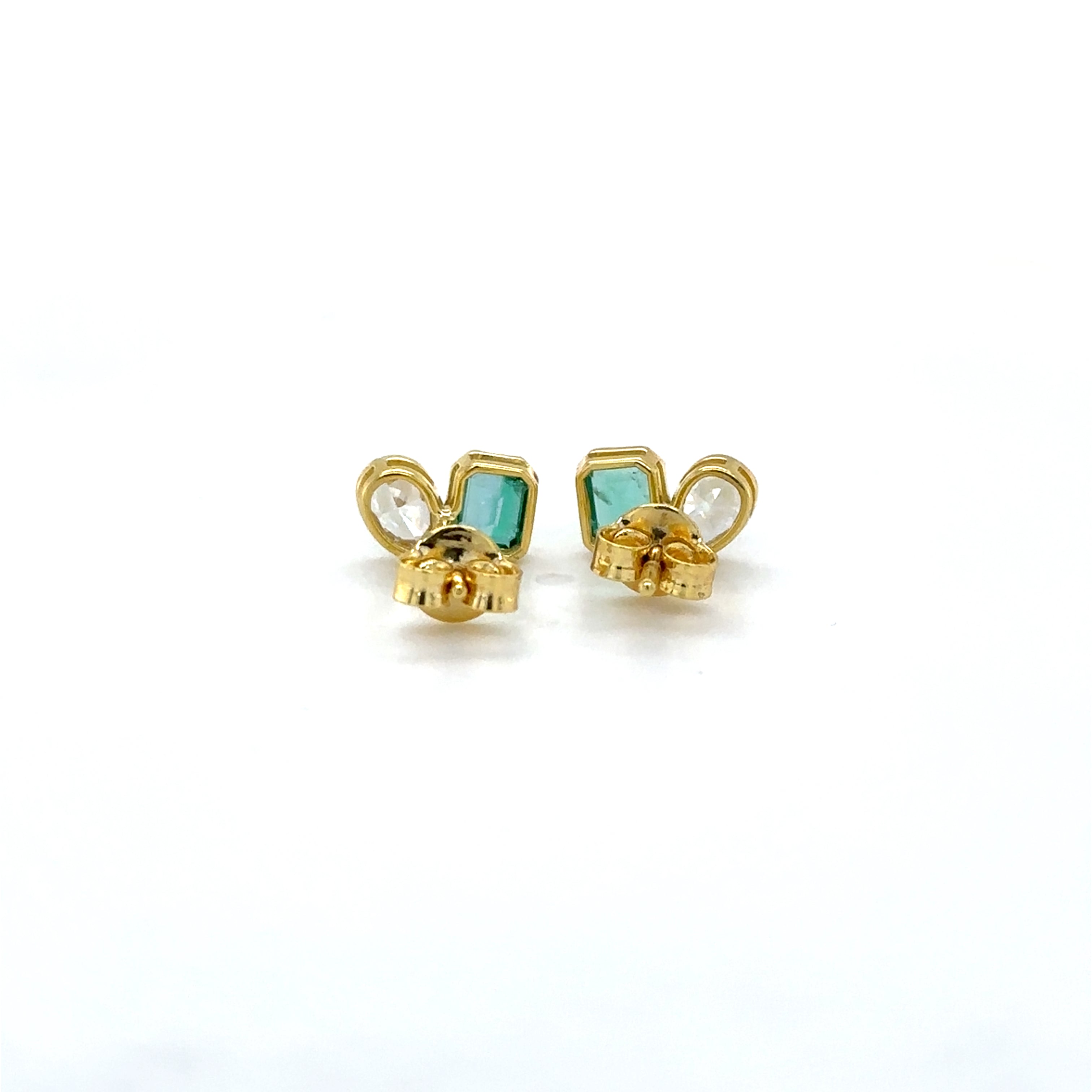 Pendiente De Oro Amarillo De 14 K Con Esmeraldas Y Diamantes Amarillos