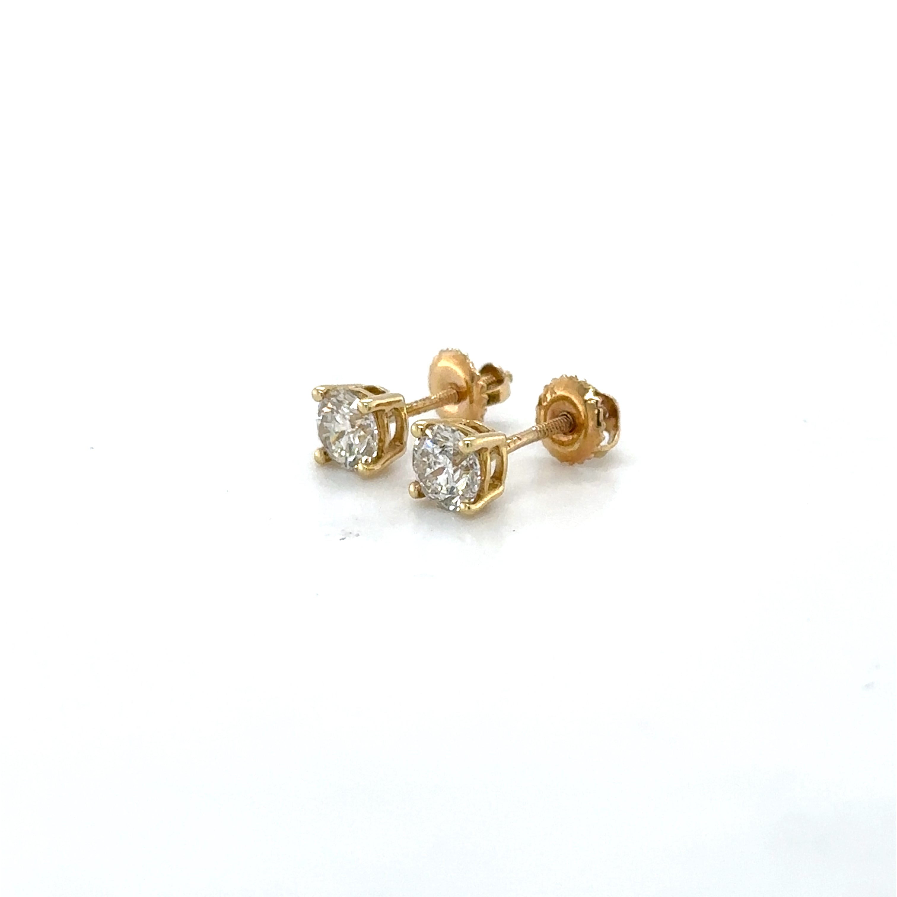 Pendientes De Diamantes De Oro Amarillo De 14 Kt 0.82 Ct.