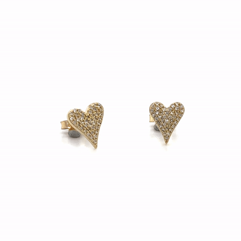 Pendientes De Corazón De Diamantes De Oro Amarillo De 14Kt 0.12 Ct.