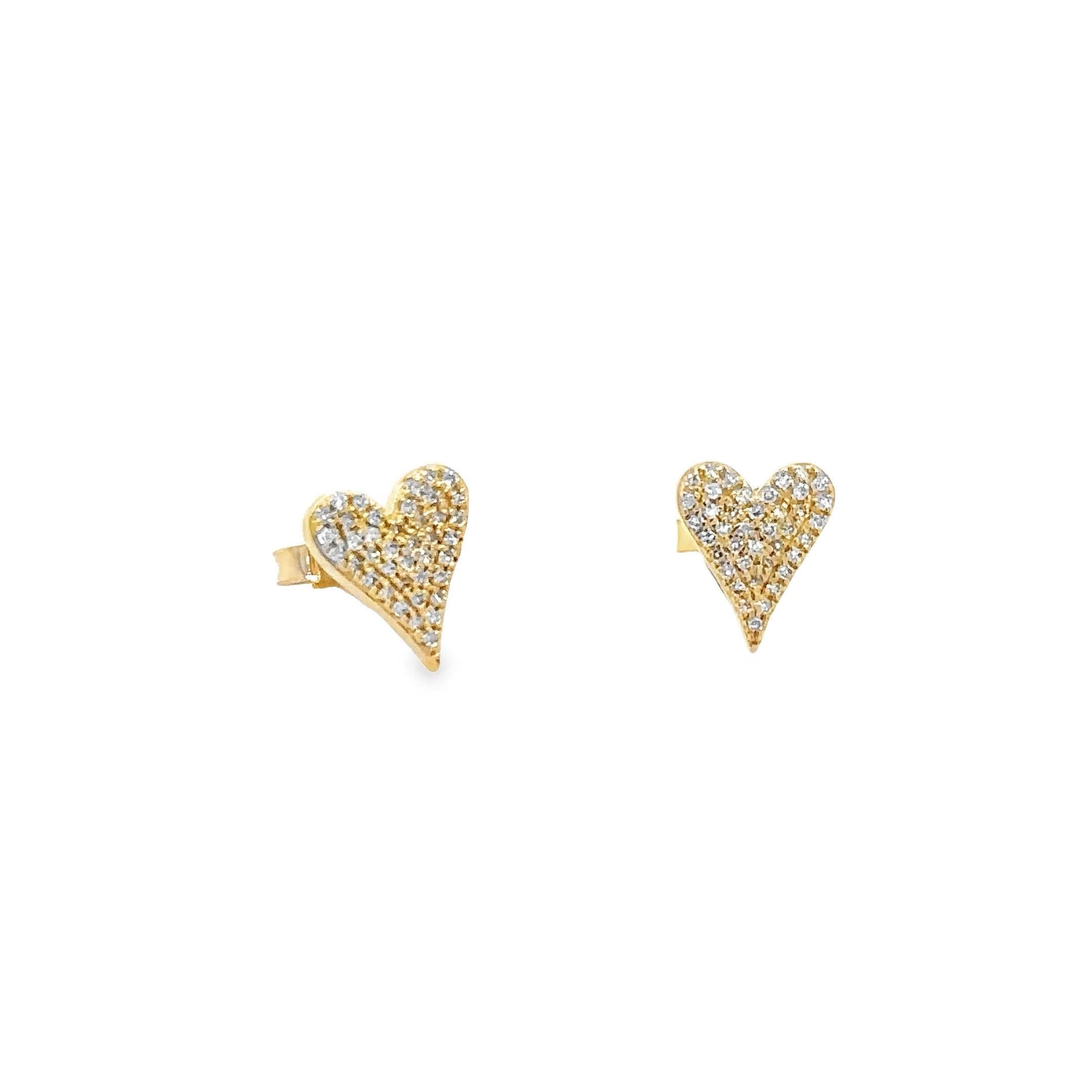 Pendientes De Corazón De Diamantes De Oro Amarillo De 14Kt 0.12 Ct.