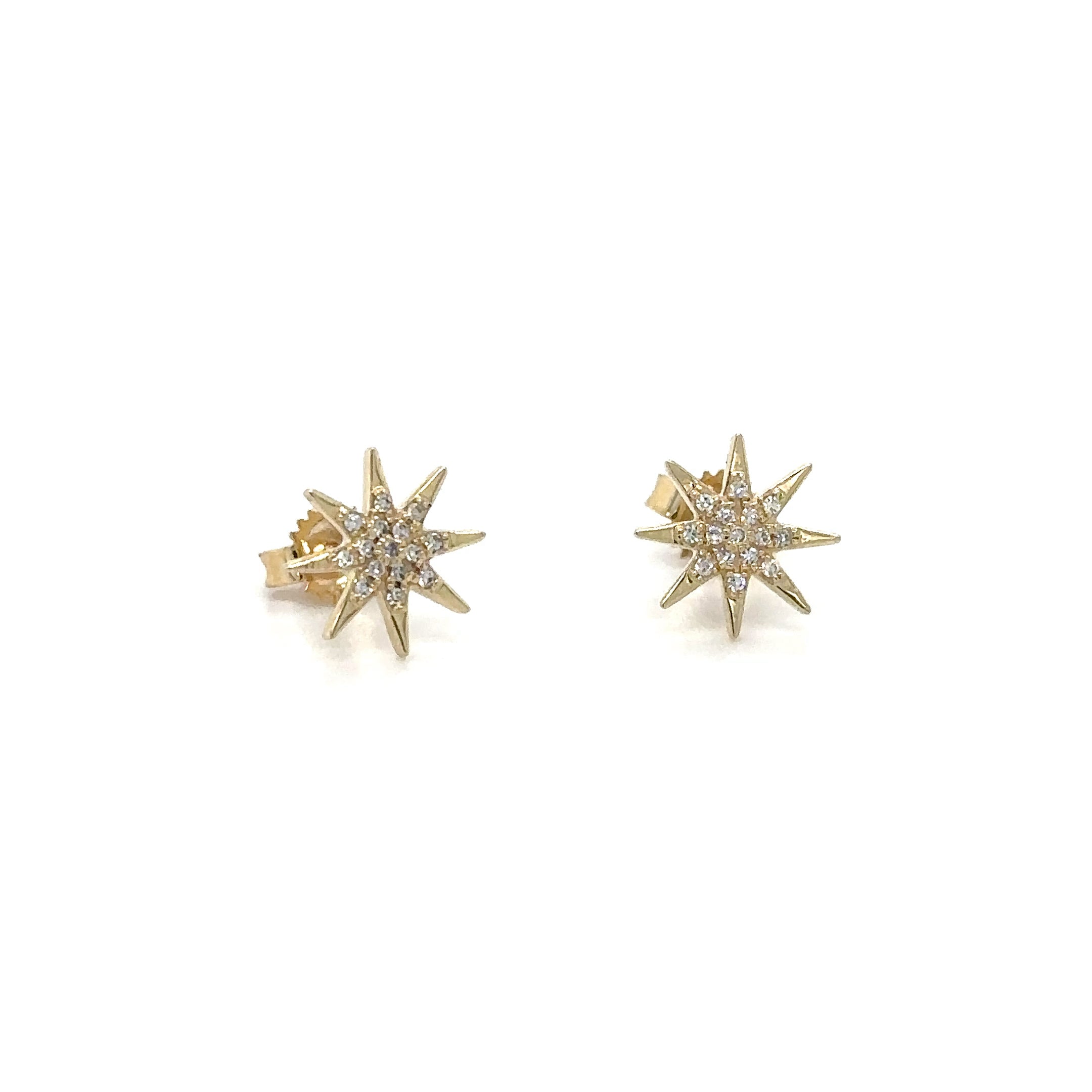 Pendientes De Diamantes Starburst De Oro Amarillo De 14Kt 0.06 Ct.