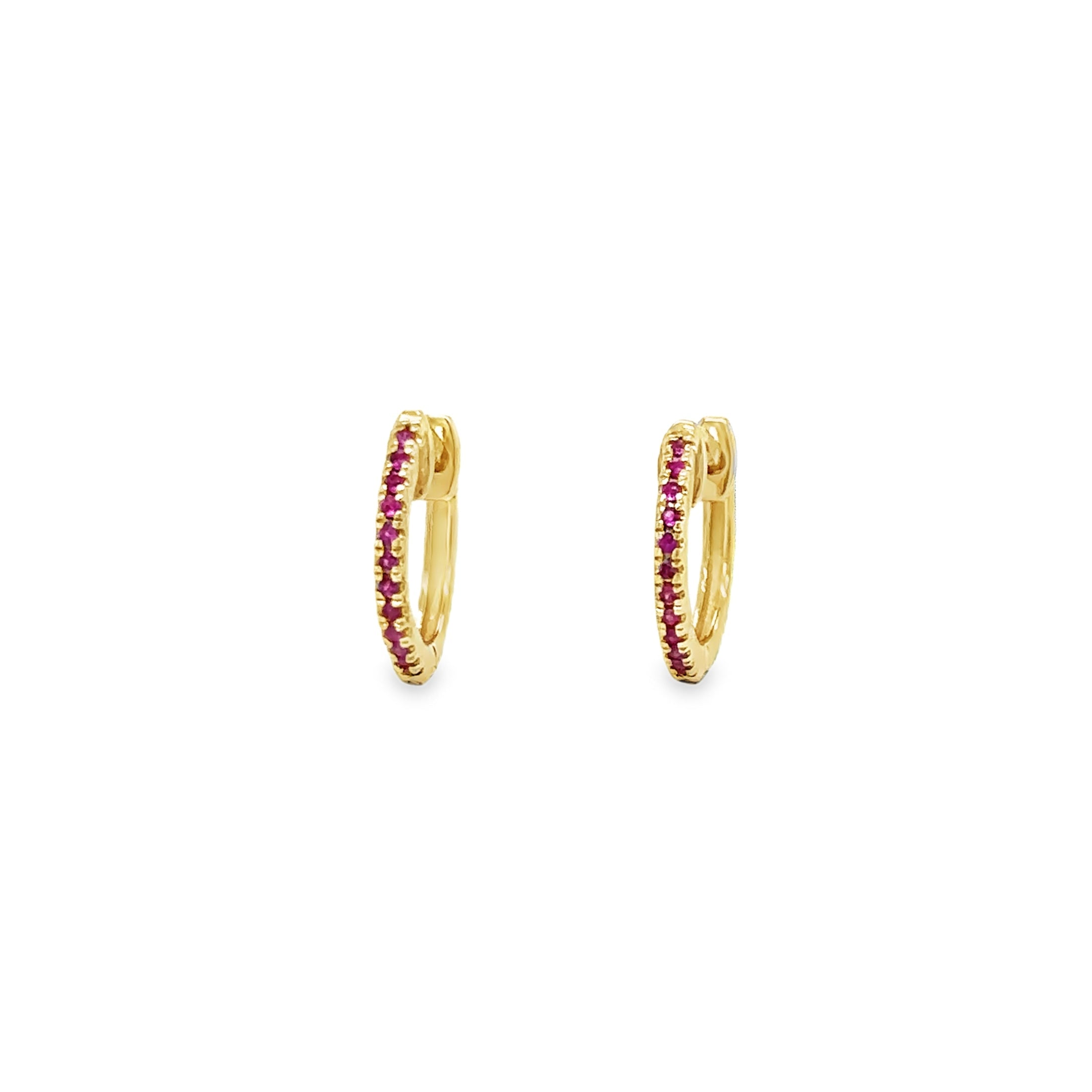 Pendientes Huggies De Oro Amarillo De 14K Con Rubí, 0.51CT