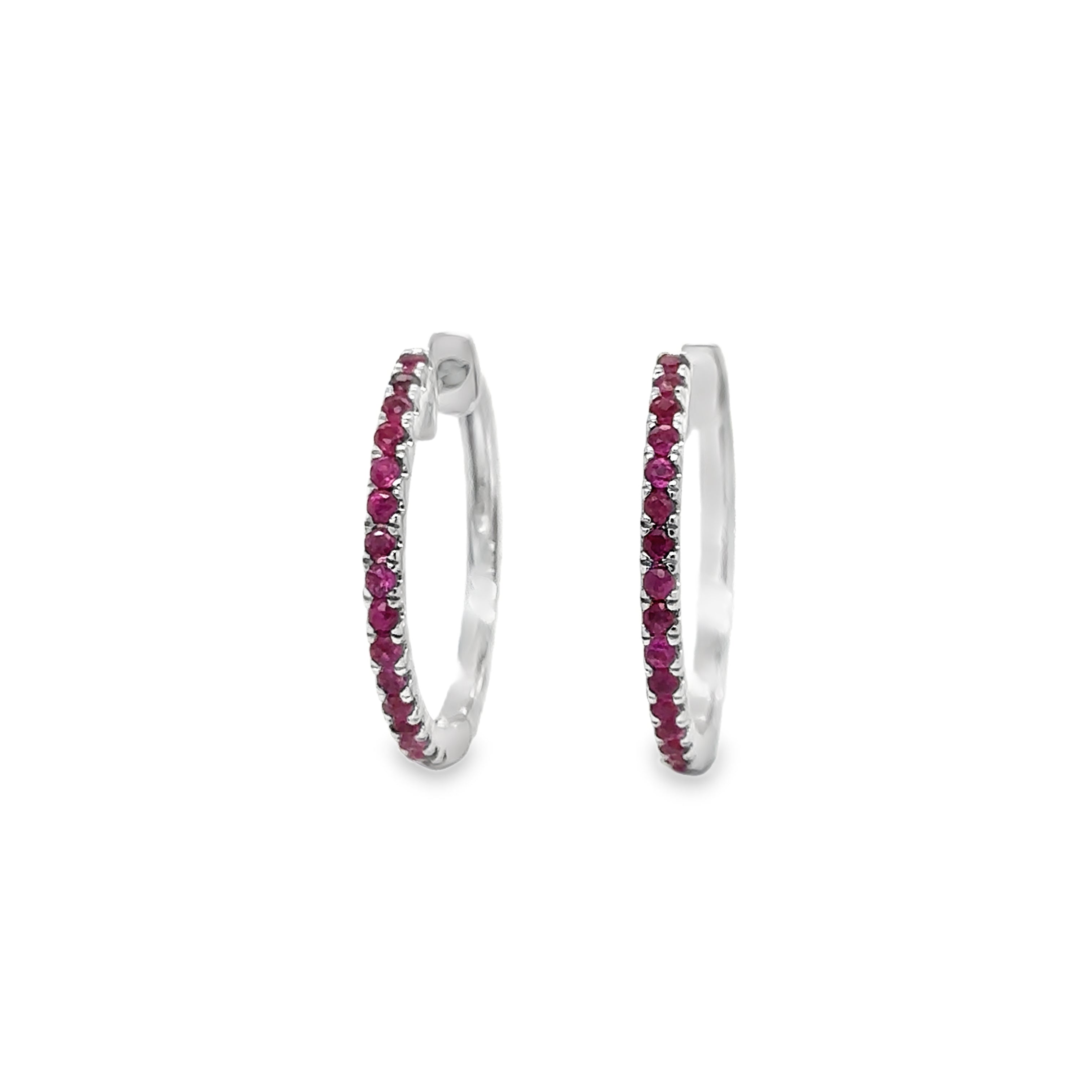 Pendiente Huggies De Zafiro Rosa De Oro Blanco De 14Kt 0.51 Ct.