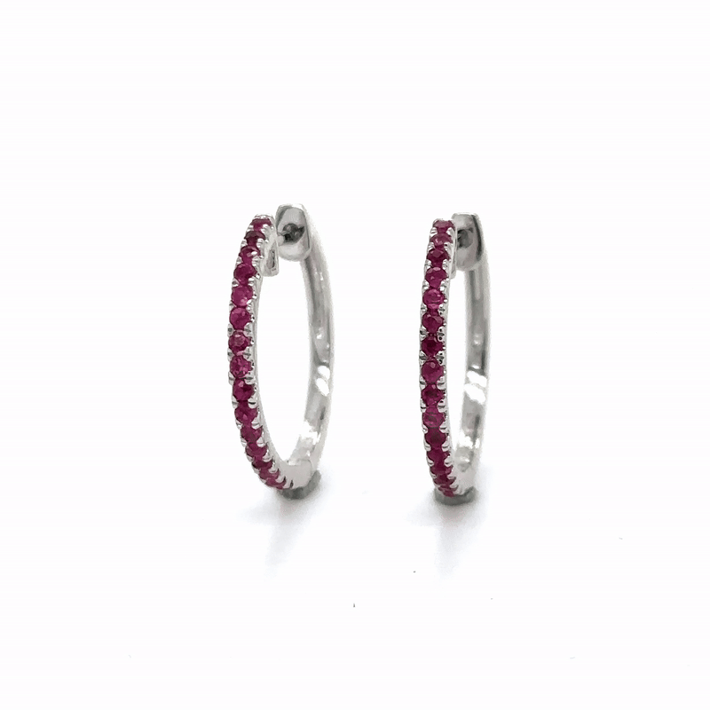 Pendiente Huggies De Zafiro Rosa De Oro Blanco De 14Kt 0.51 Ct.