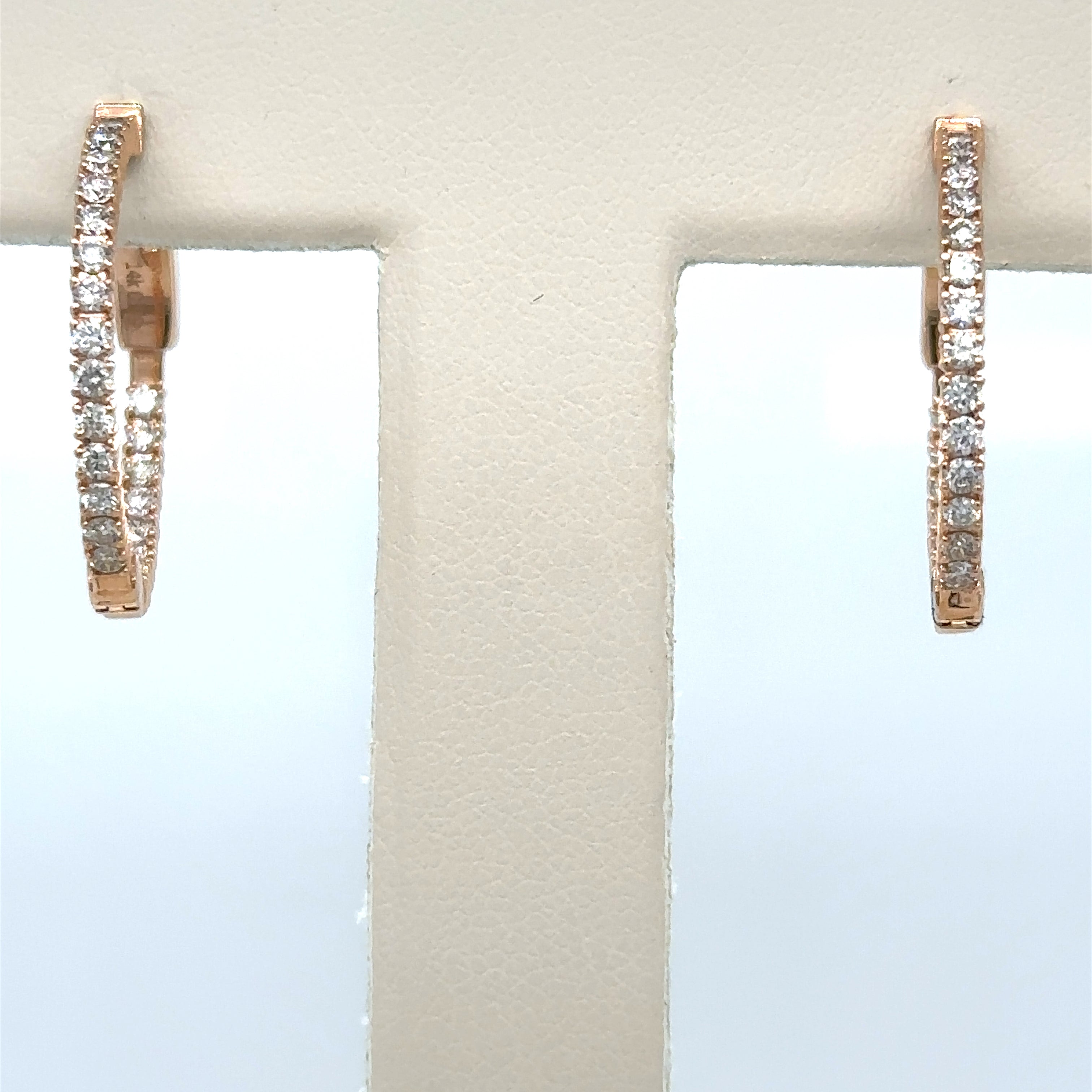 Pendiente De Aro De Diamantes En Oro Rosa De 14K 0.99 Ct.