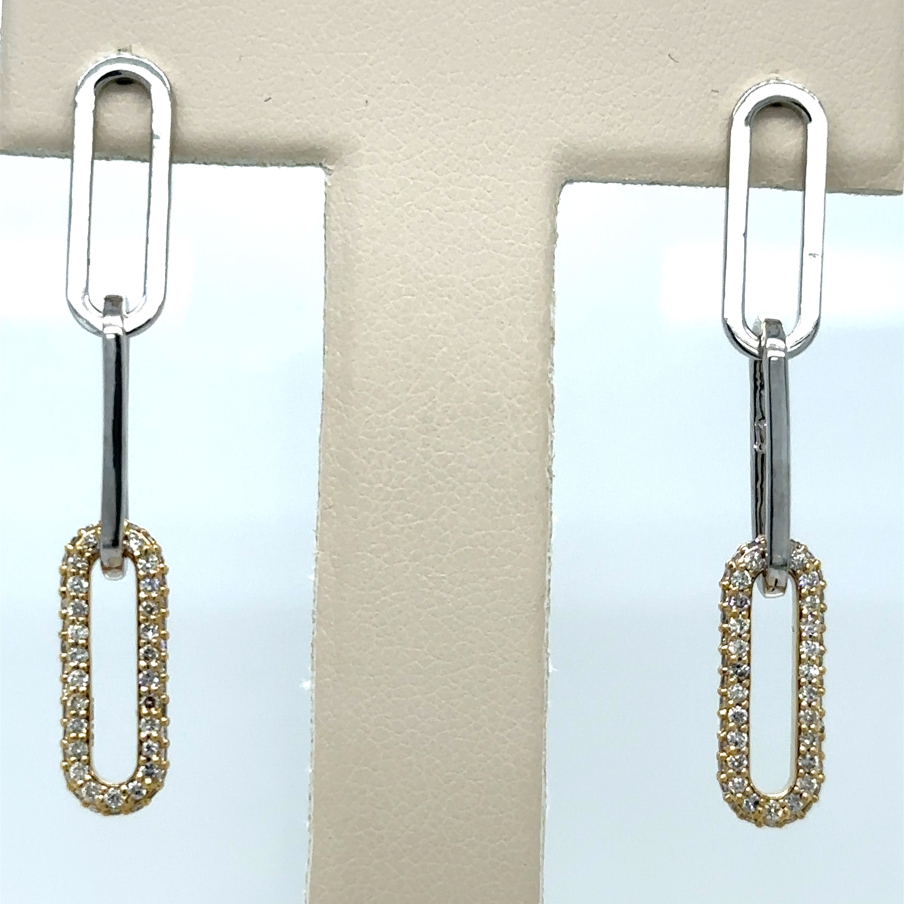 Pendiente De Diamante Con Clip De Papel De 2 Tonos 14K 1.21 Ct.