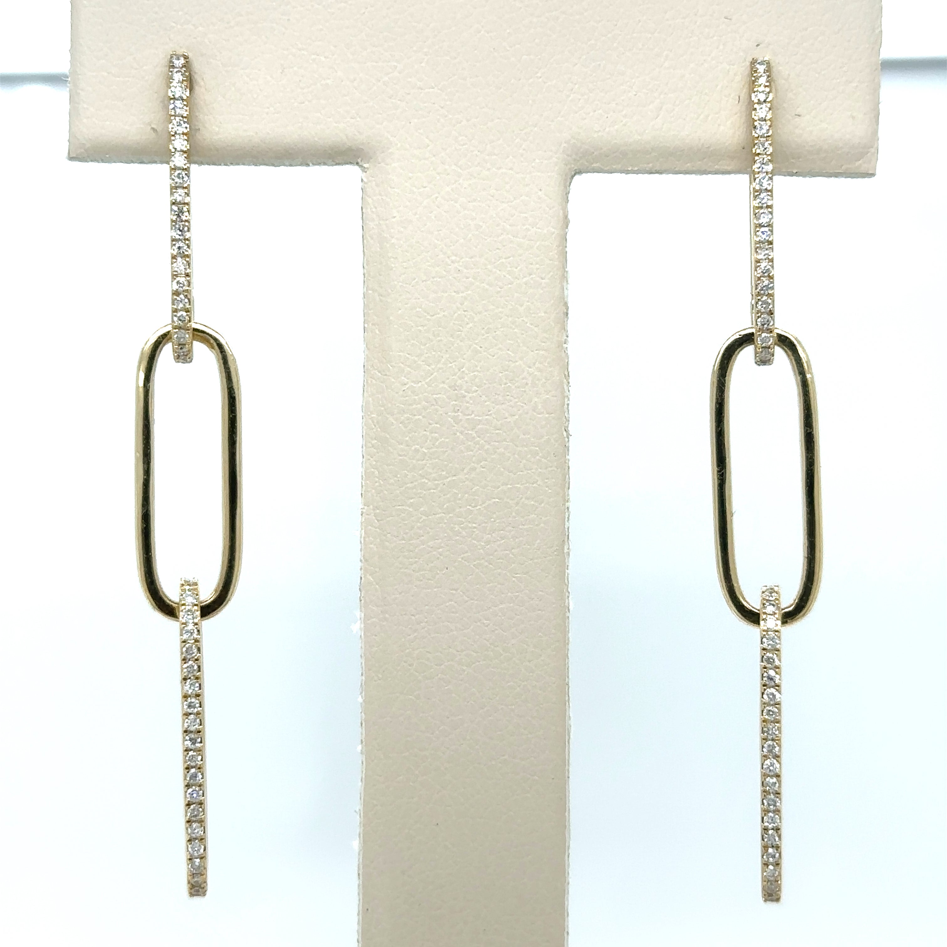 Pendiente De Clip De Papel De Diamantes De Oro Amarillo De 14K 0.59 Ct.