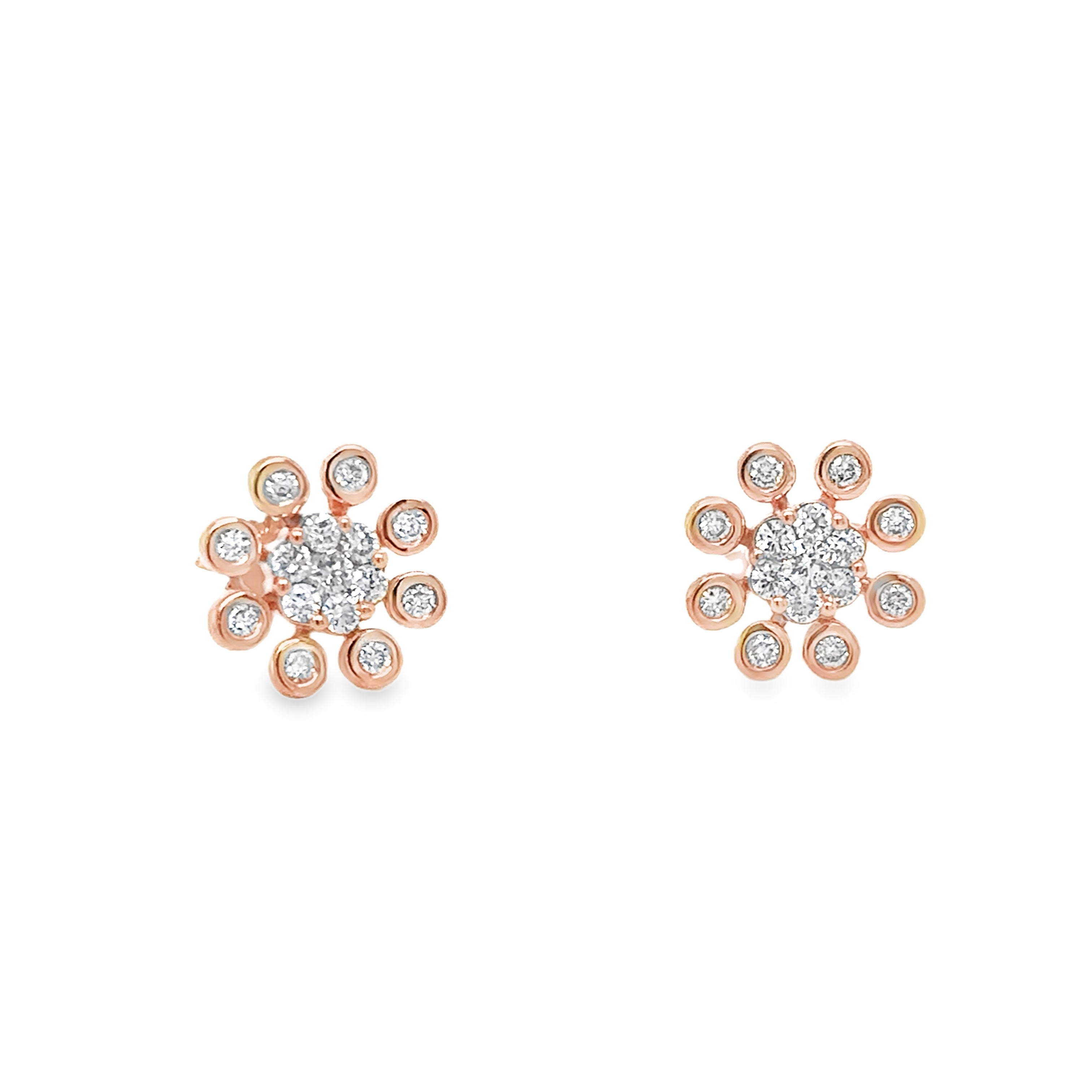 Pendiente De Diamantes De Oro Rosa De 14K 0.41 Ct.