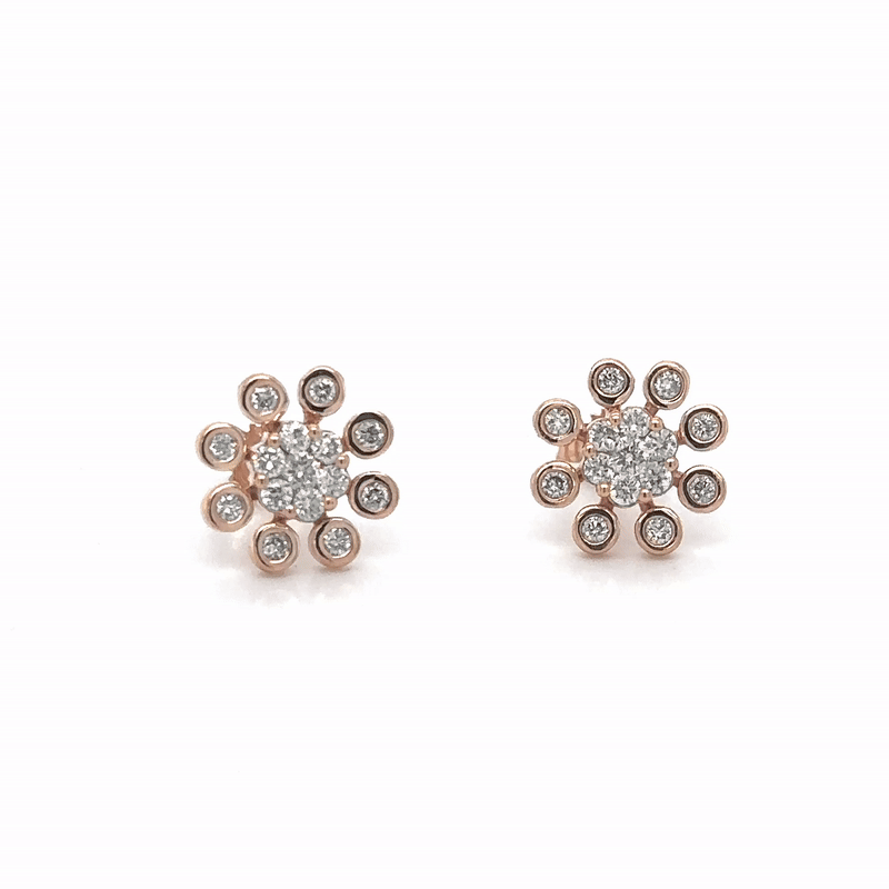 Pendiente De Diamantes De Oro Rosa De 14K 0.41 Ct.