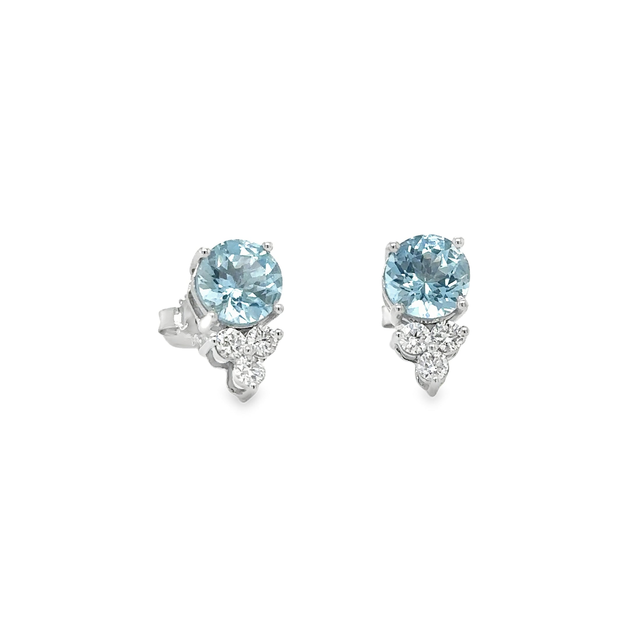 Aquamarine and Diamond Earrings in 14Kt Yellow Gold, 1.97 CT