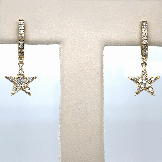 Pendiente Estrella Diamante Oro Amarillo De 14Kt 0.48 Ct.