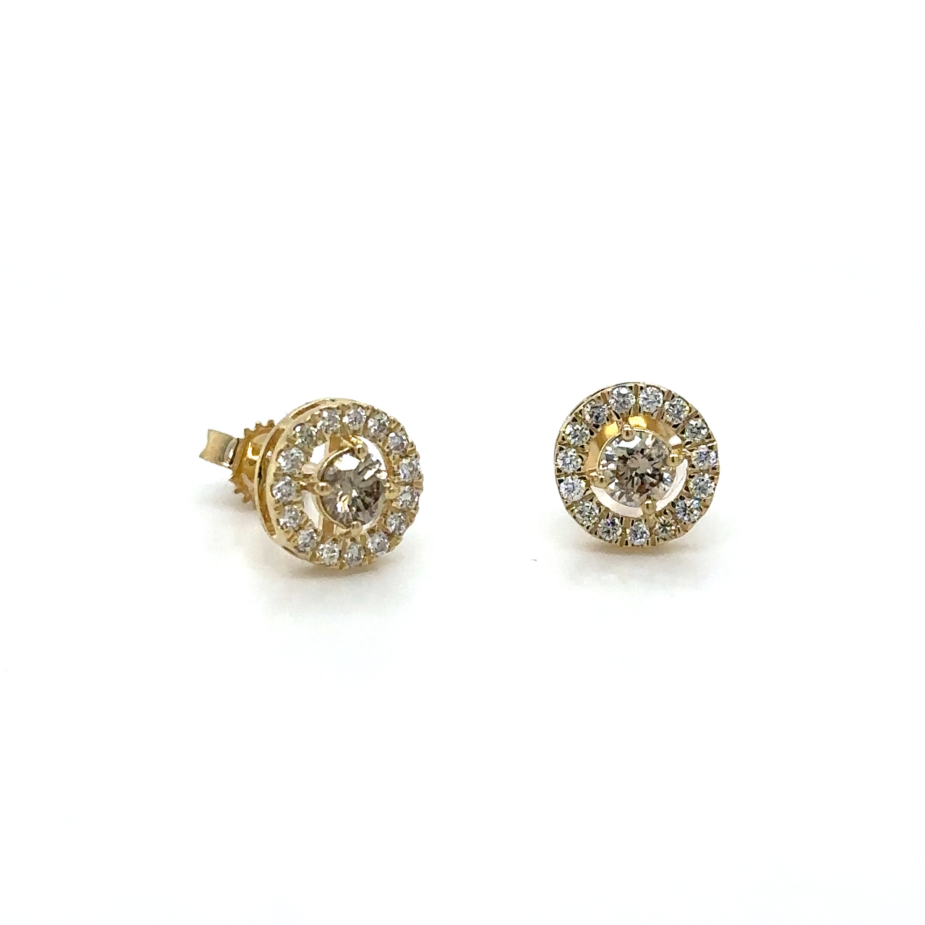 Pendiente De Diamantes Champán De Oro Amarillo De 14K 0.54 Ct.